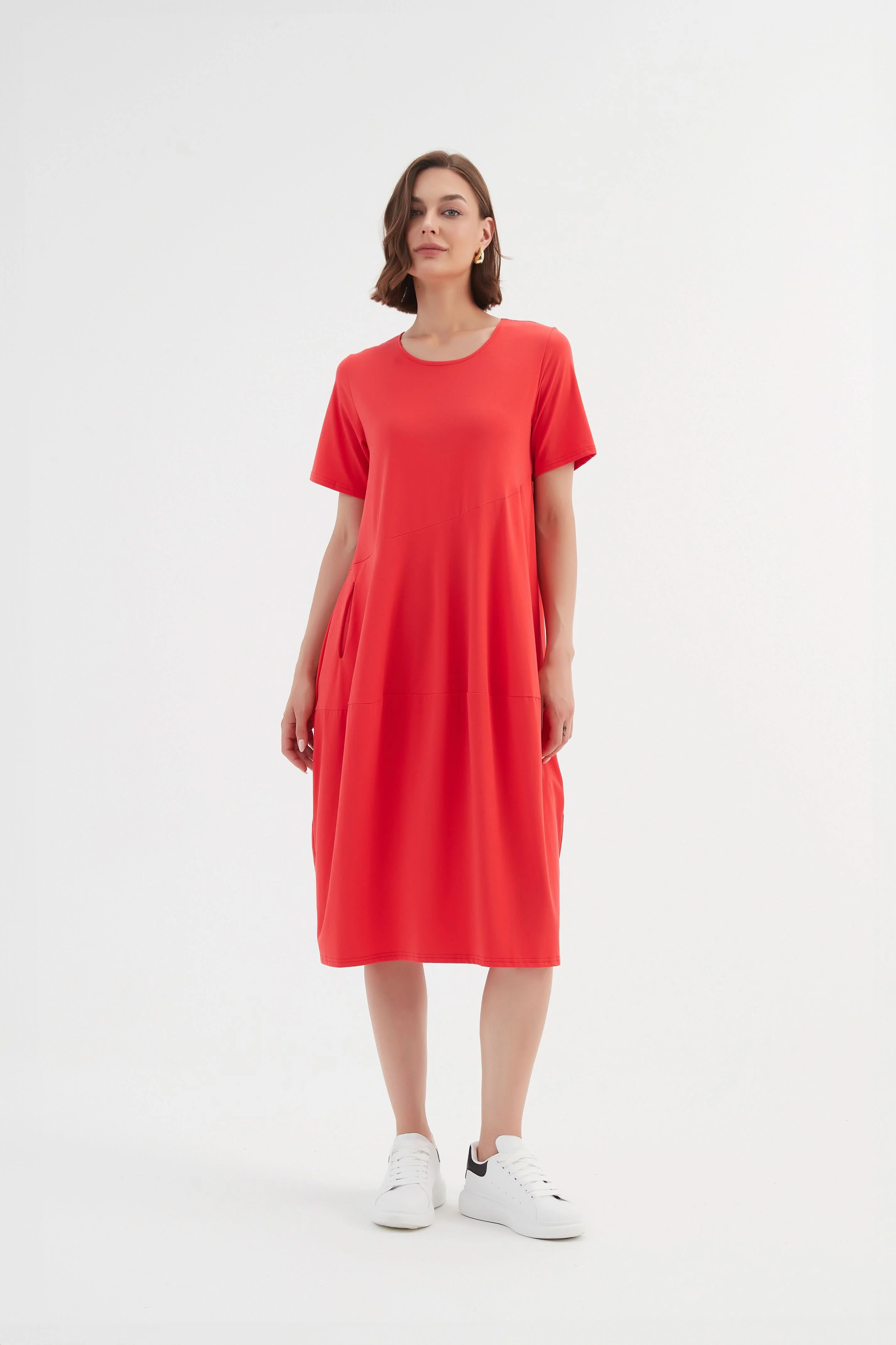 SHORT SLEEVE DIAGONAL SEAM DRESS - Image 36