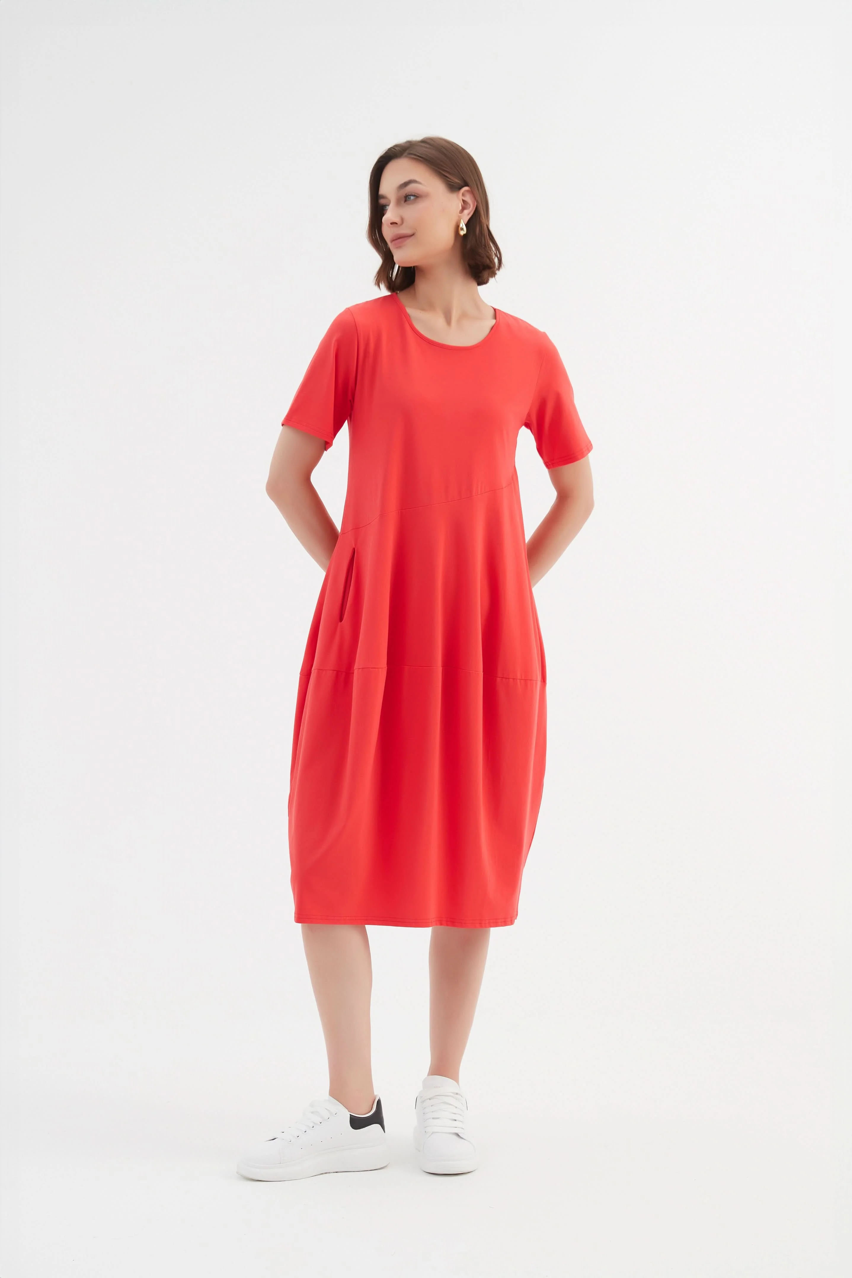 SHORT SLEEVE DIAGONAL SEAM DRESS - Image 37