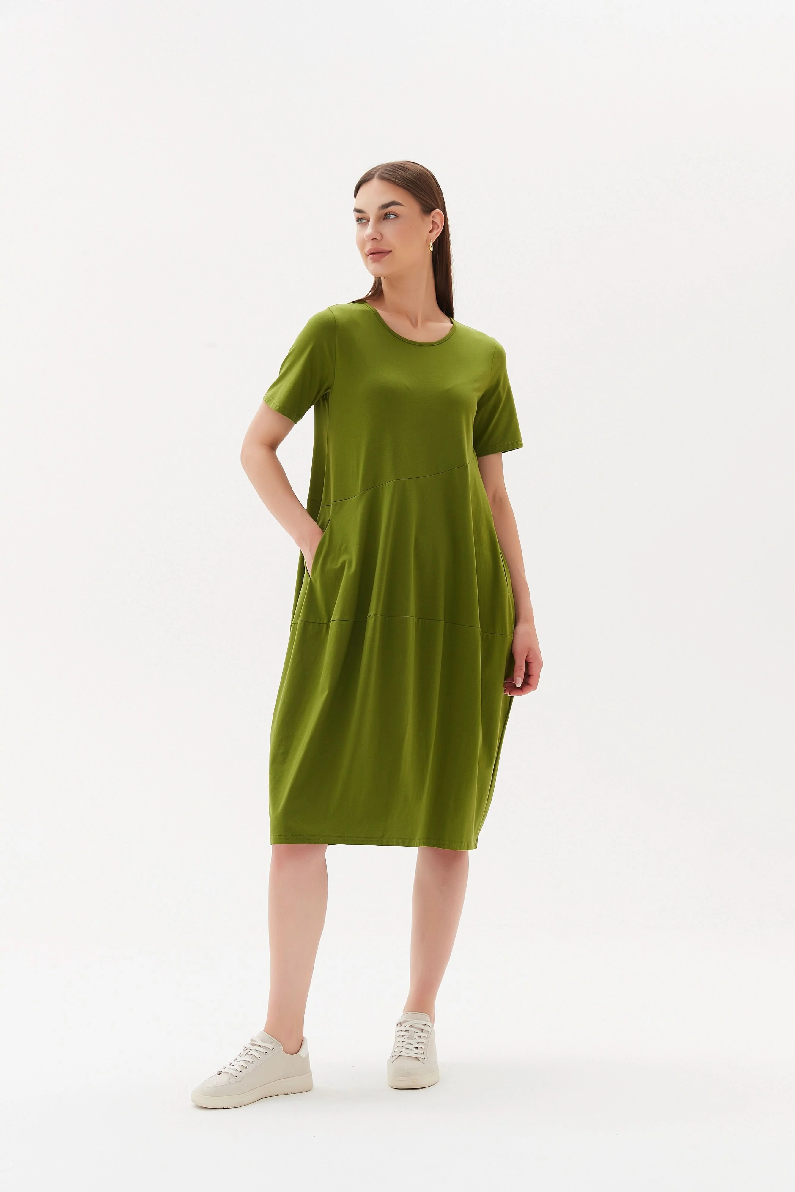 SHORT SLEEVE DIAGONAL SEAM DRESS - Image 39