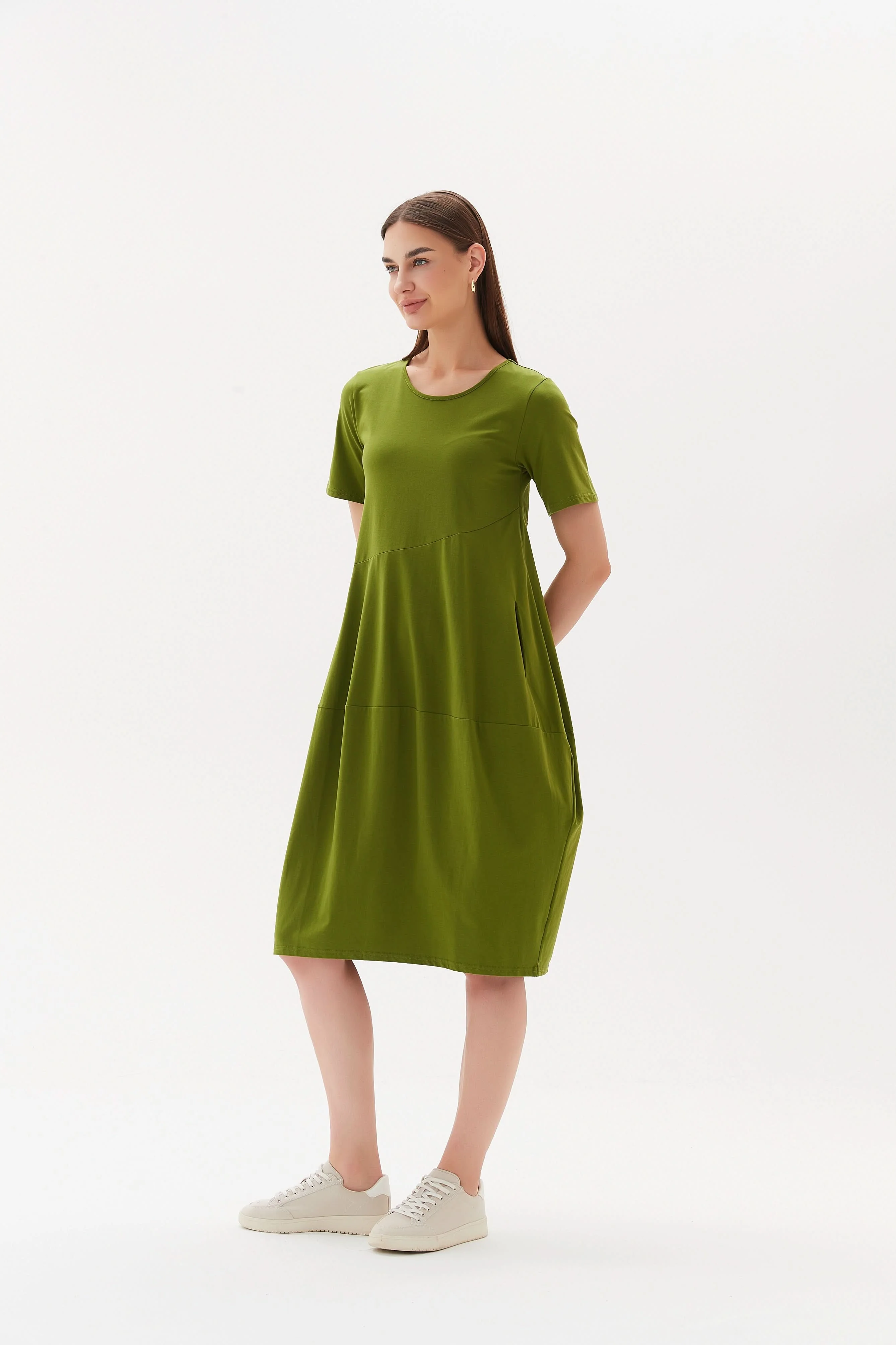 SHORT SLEEVE DIAGONAL SEAM DRESS - Image 40