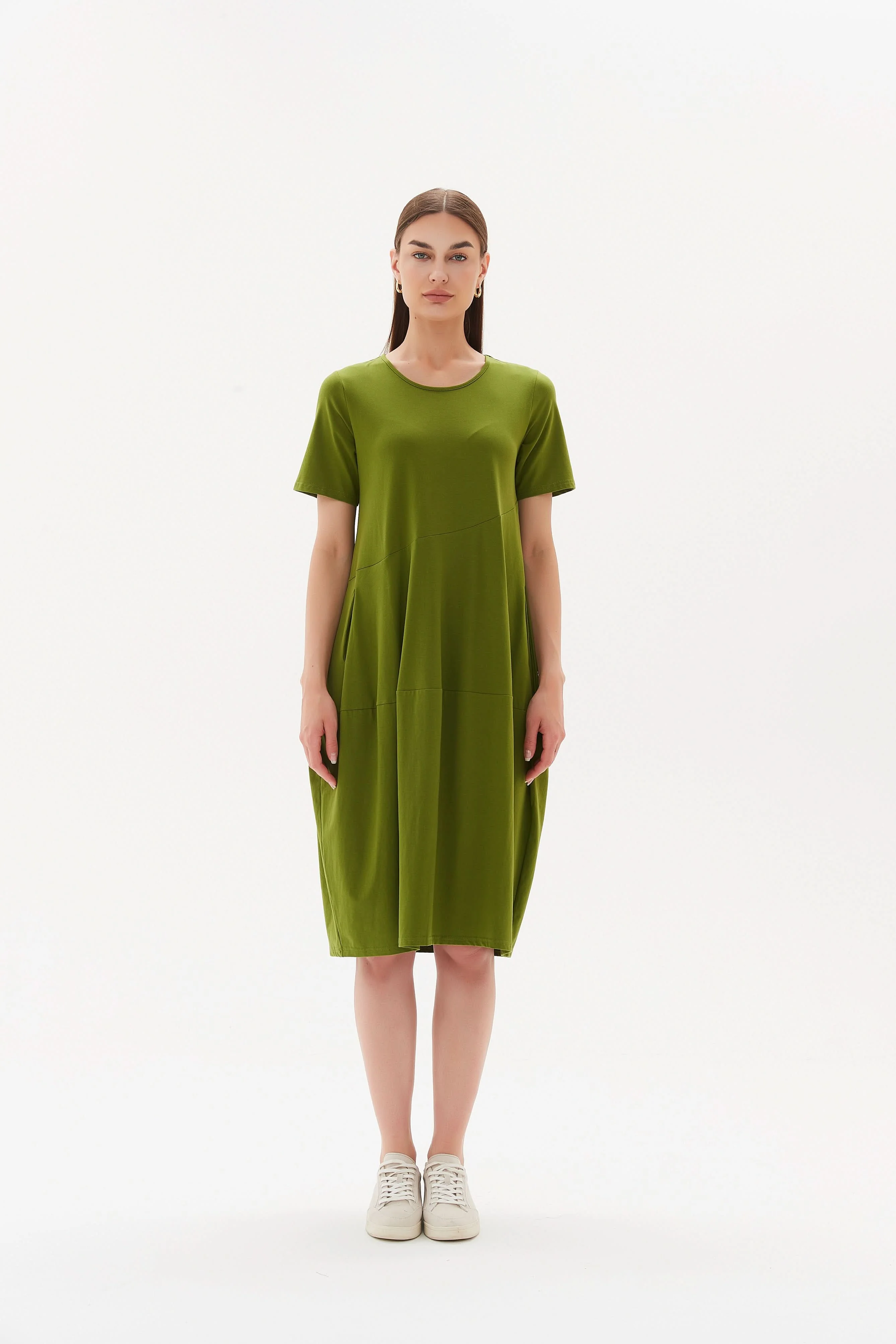 SHORT SLEEVE DIAGONAL SEAM DRESS - Image 41