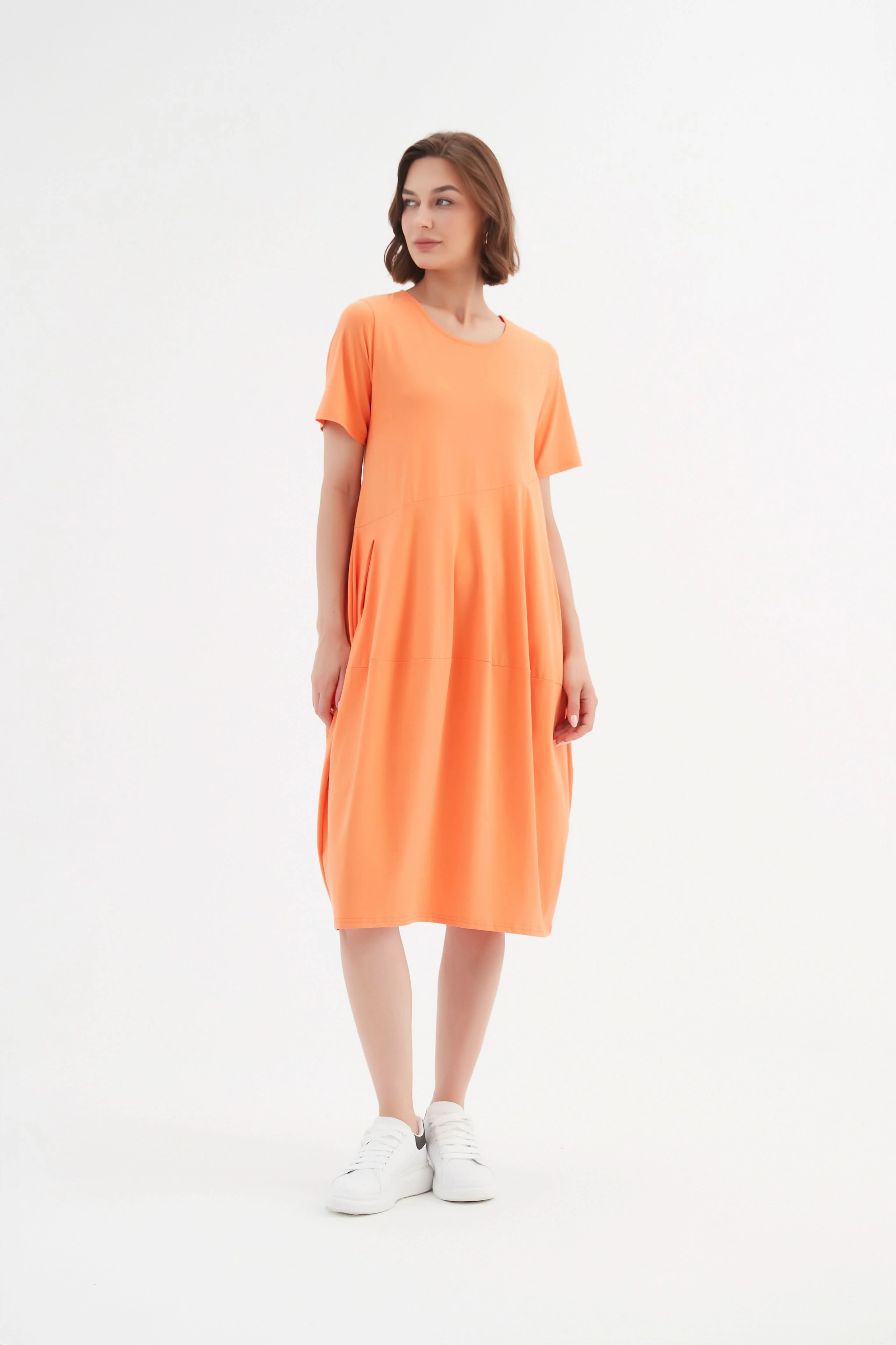 SHORT SLEEVE DIAGONAL SEAM DRESS - Image 6