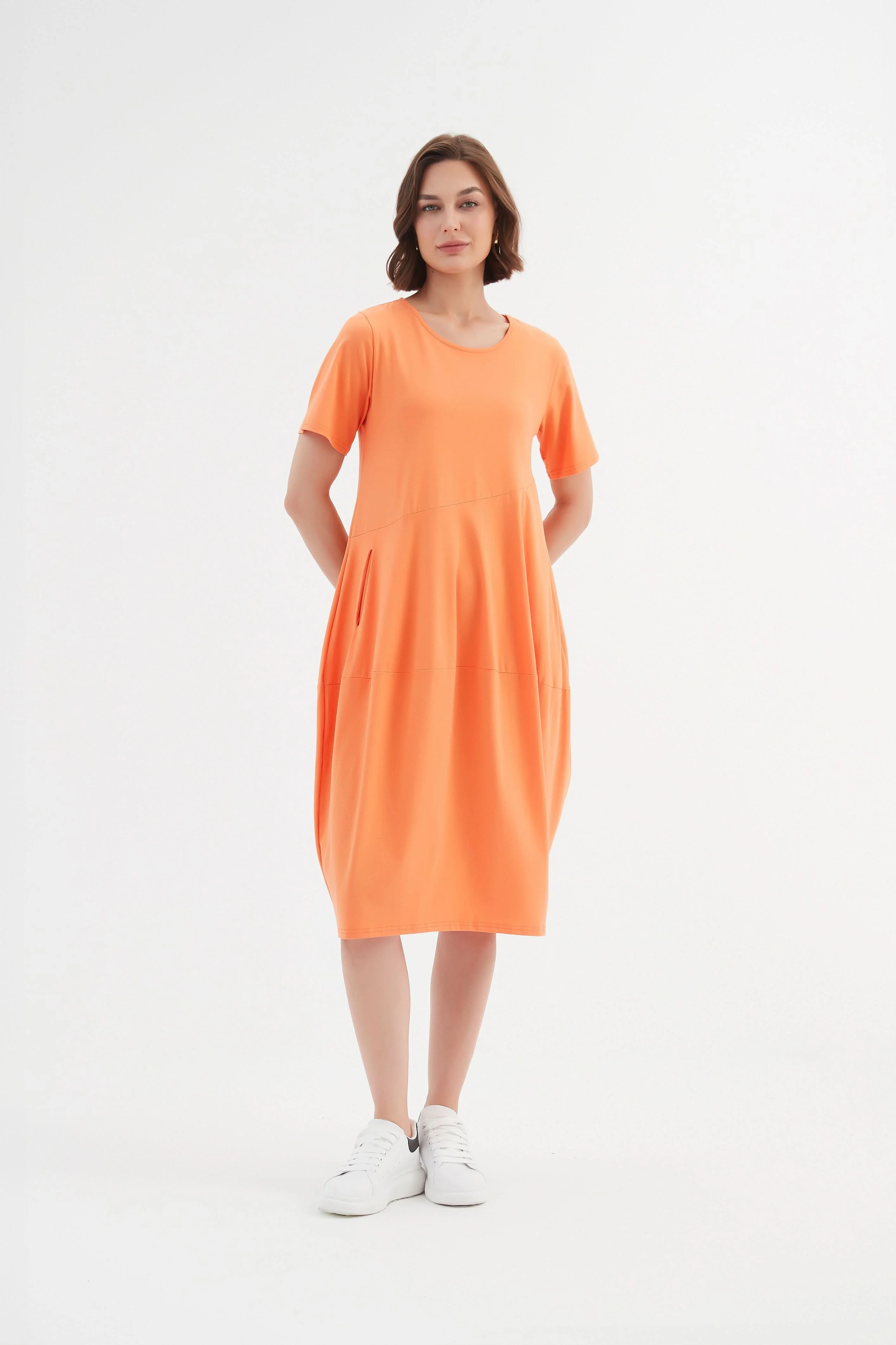 SHORT SLEEVE DIAGONAL SEAM DRESS - Image 8