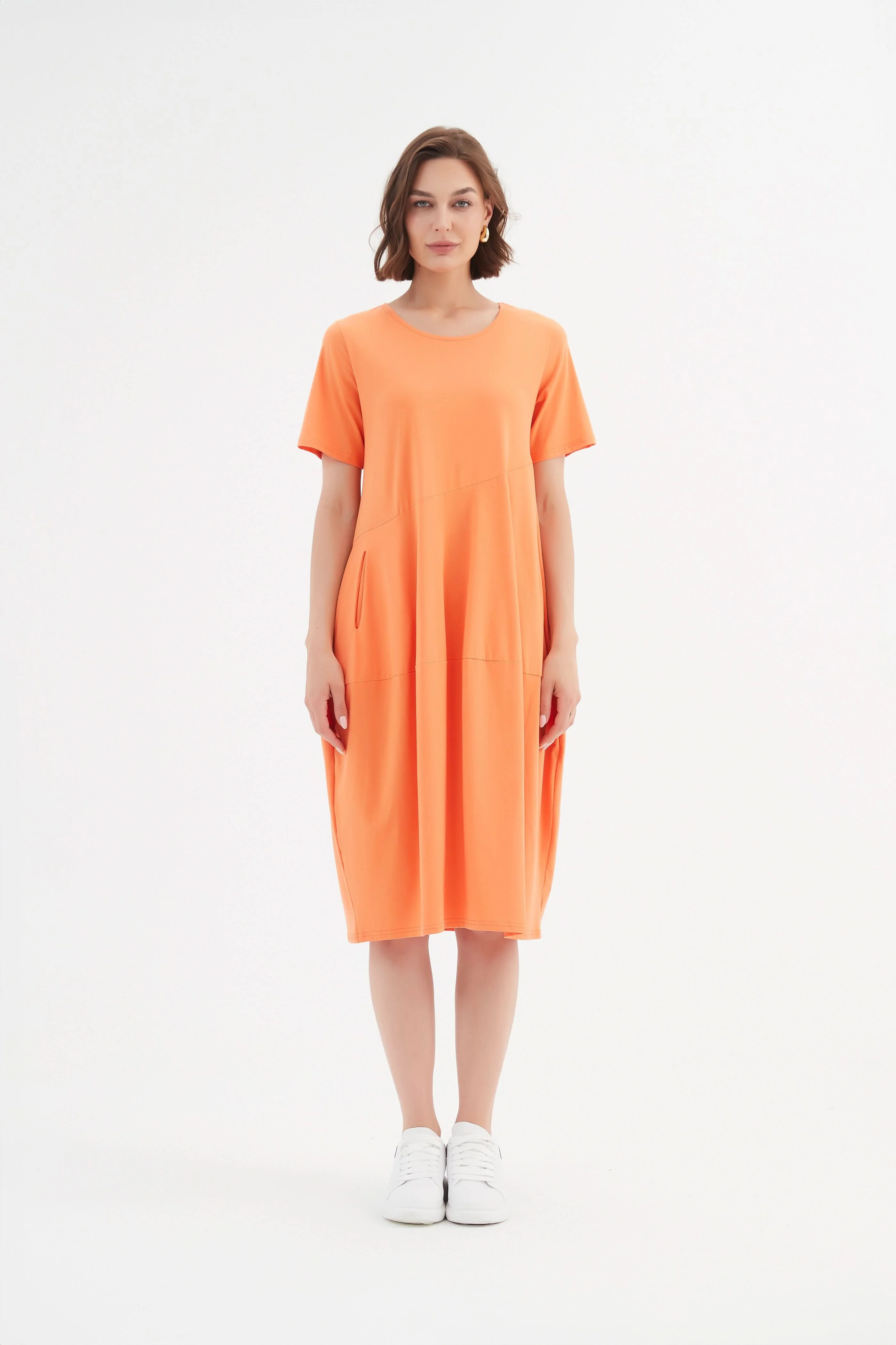 SHORT SLEEVE DIAGONAL SEAM DRESS - Image 9