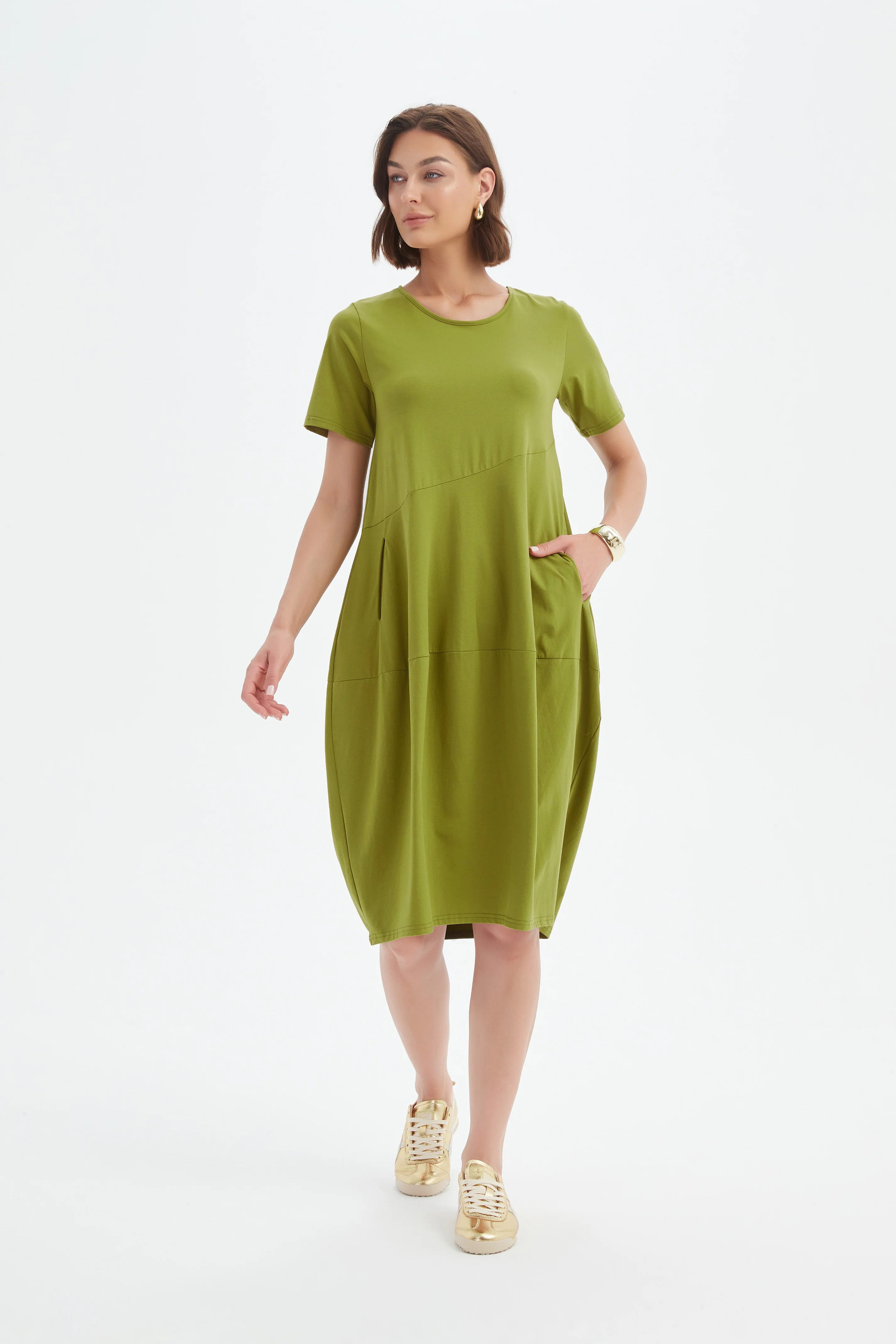 SHORT SLEEVE DIAGONAL SEAM DRESS - Image 3