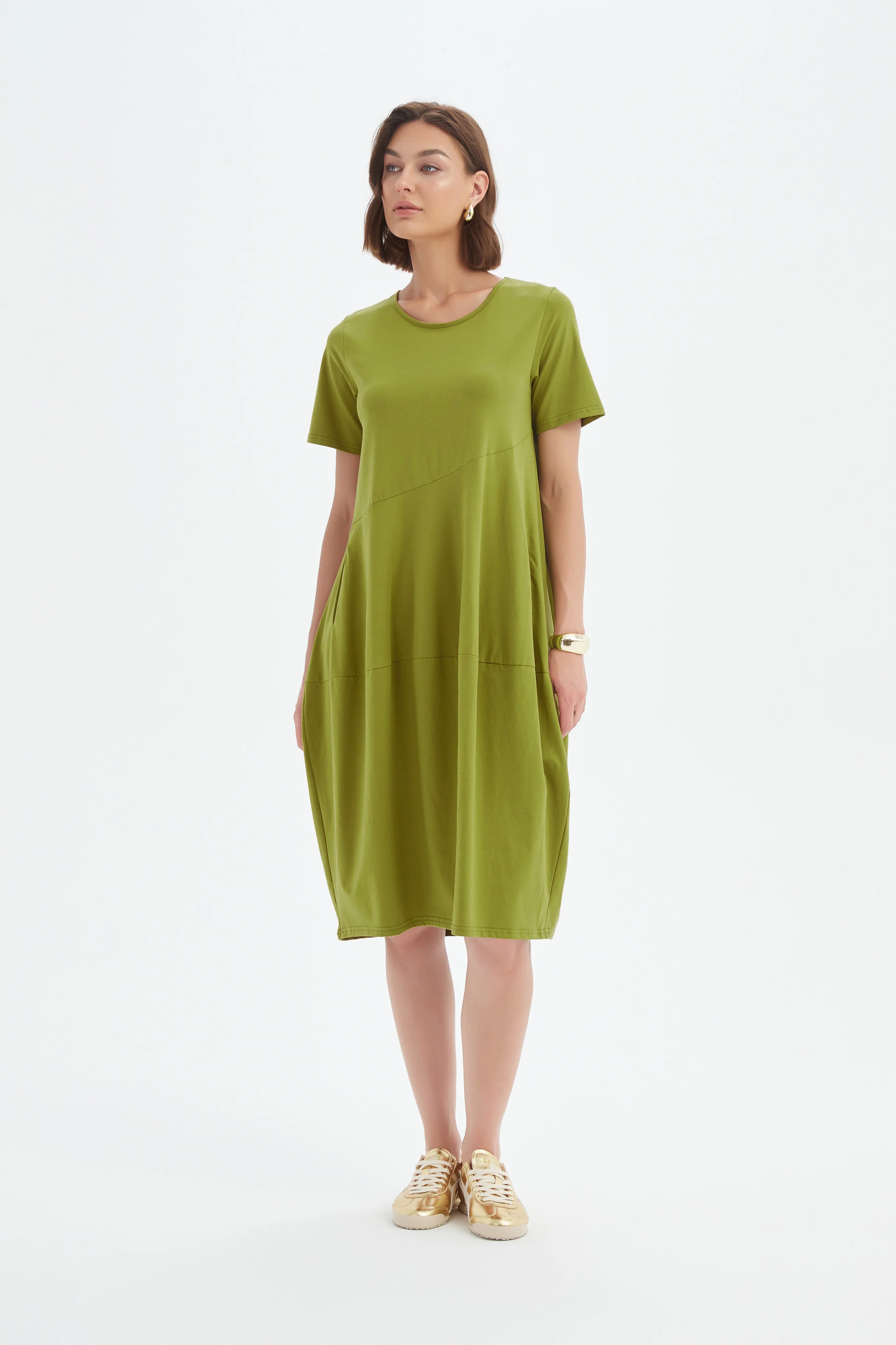 SHORT SLEEVE DIAGONAL SEAM DRESS - Image 4