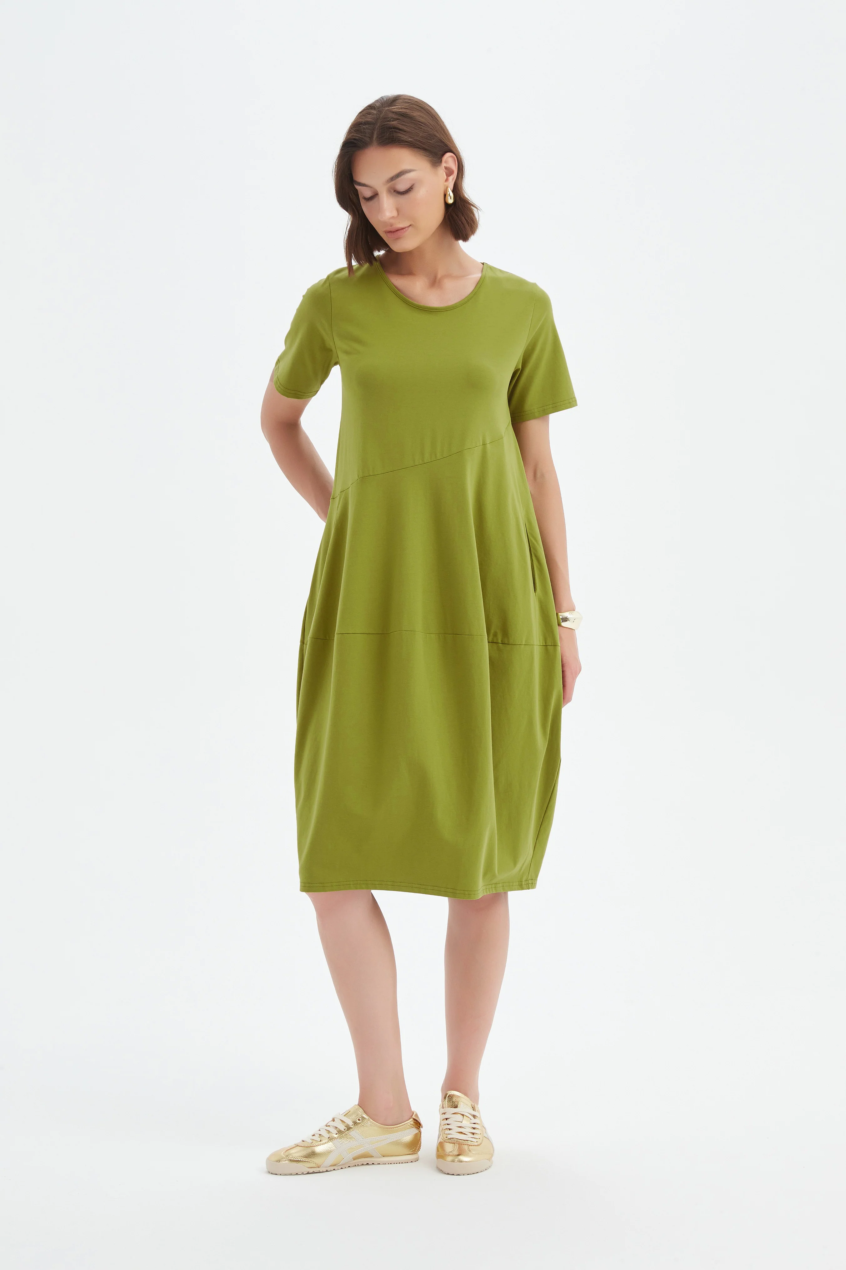 SHORT SLEEVE DIAGONAL SEAM DRESS - Image 5