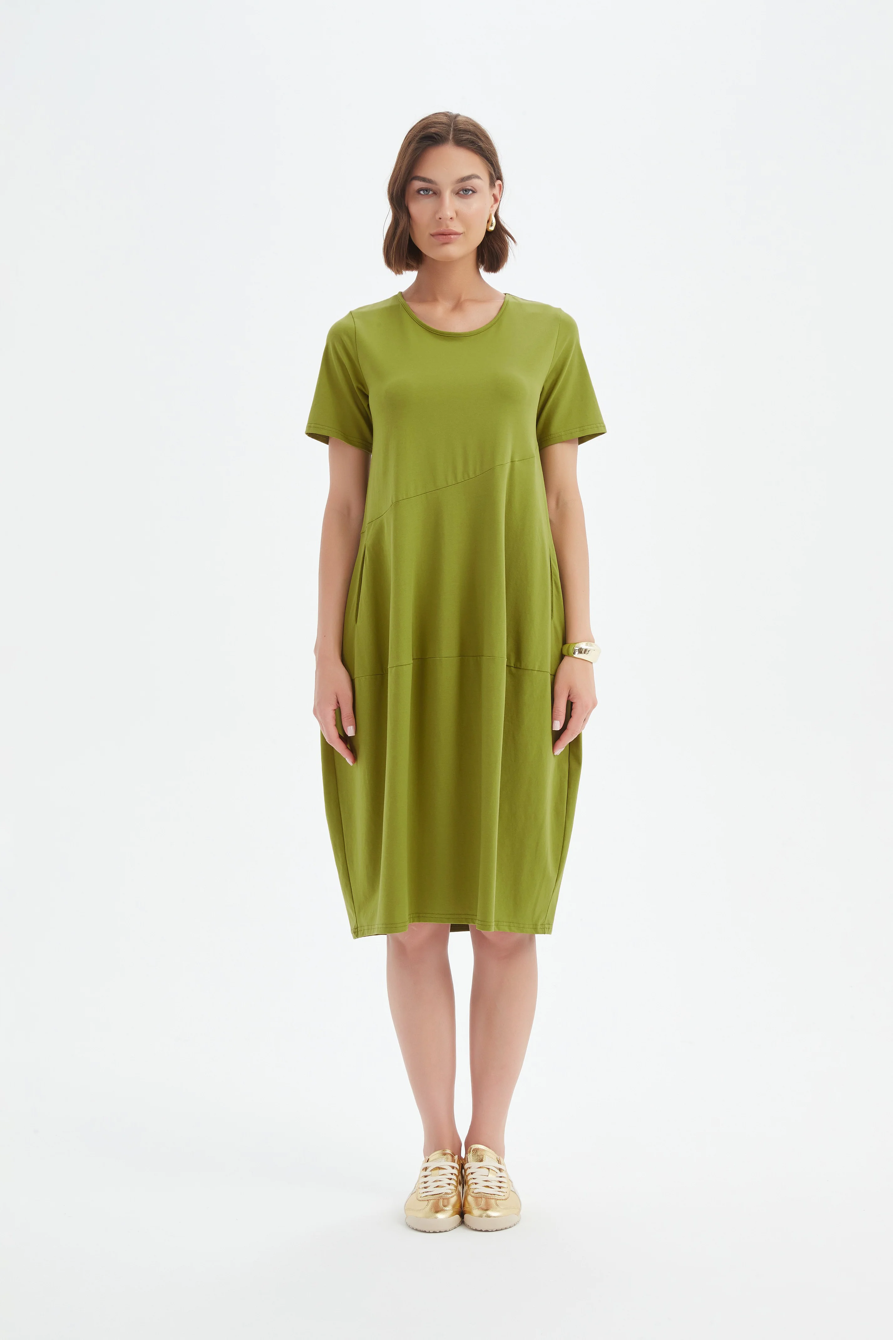 SHORT SLEEVE DIAGONAL SEAM DRESS - Image 6
