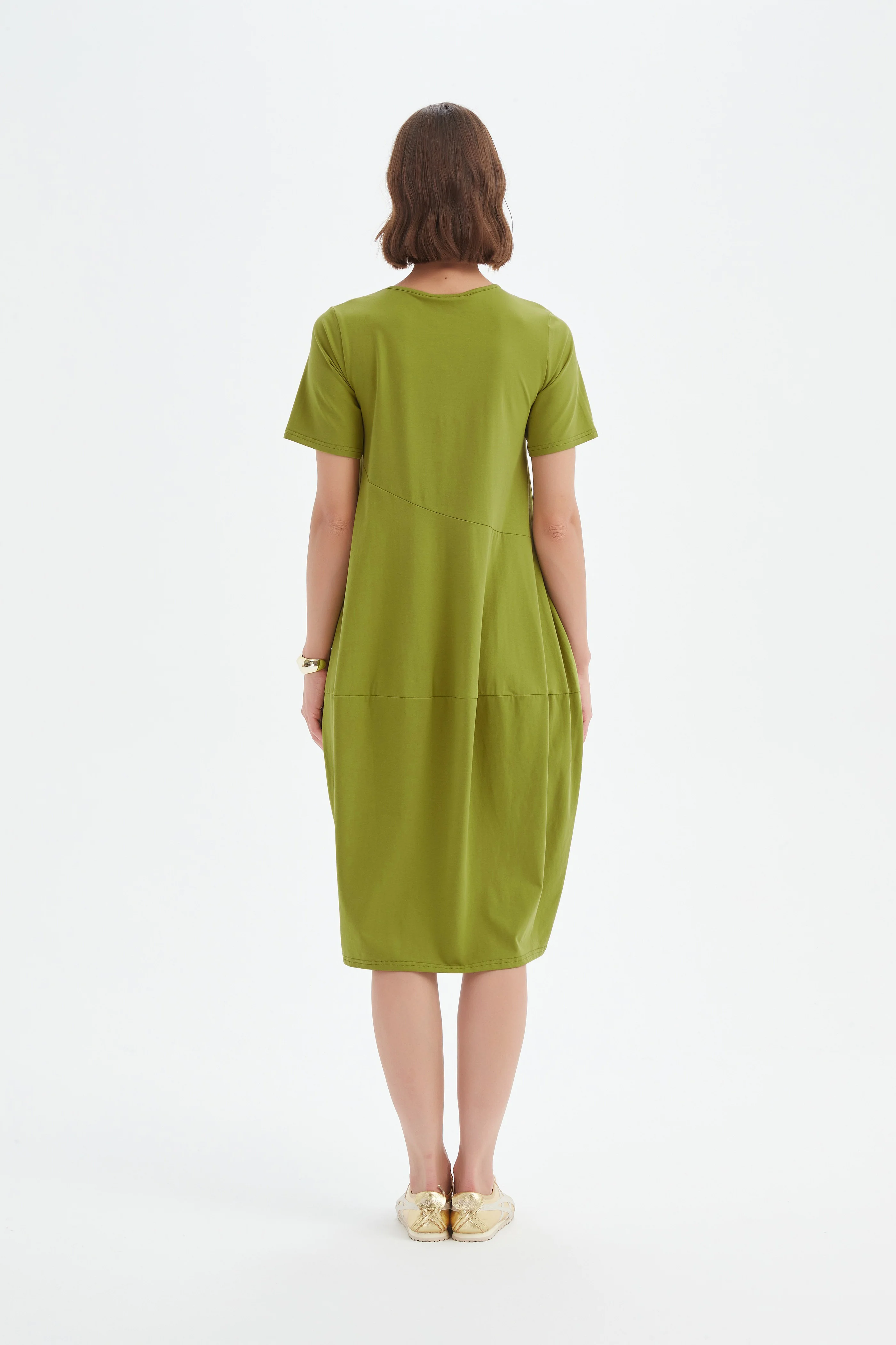 SHORT SLEEVE DIAGONAL SEAM DRESS - Image 7