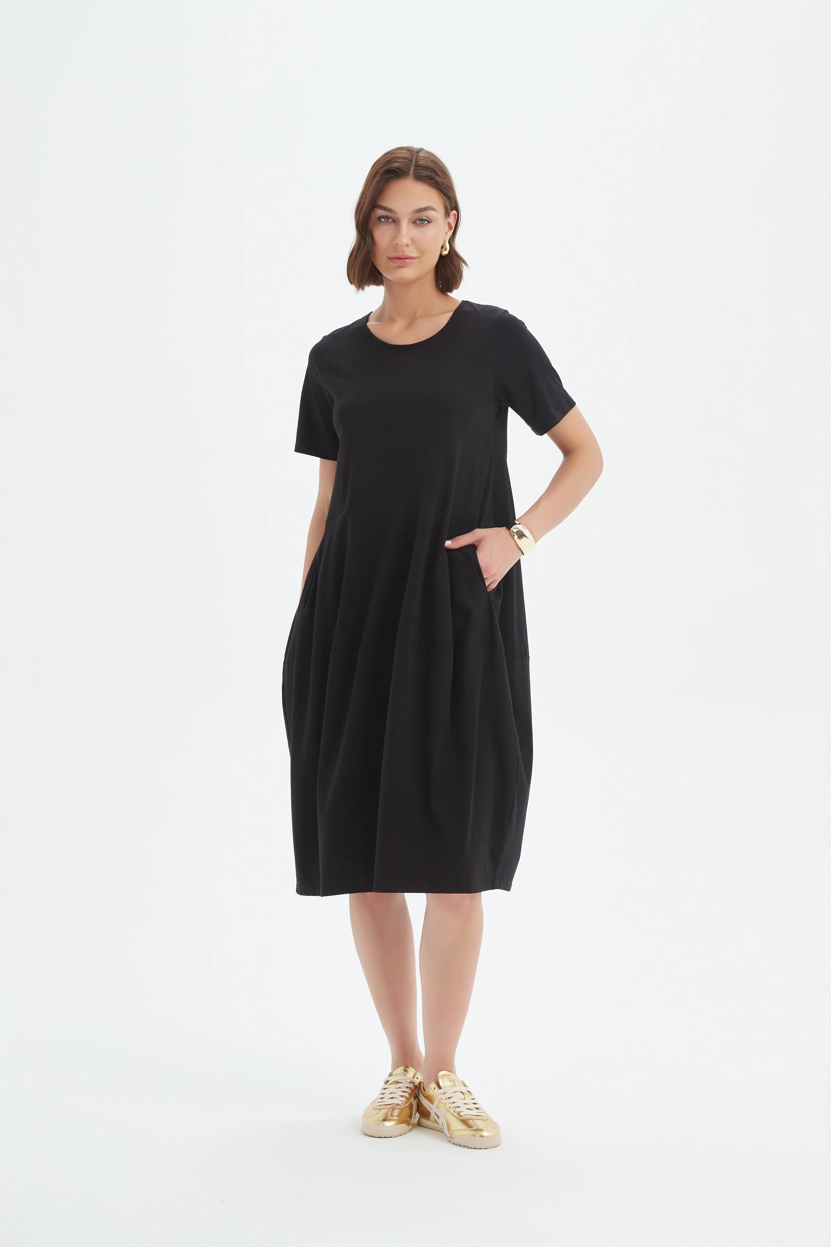 SHORT SLEEVE DIAGONAL SEAM DRESS - Image 8