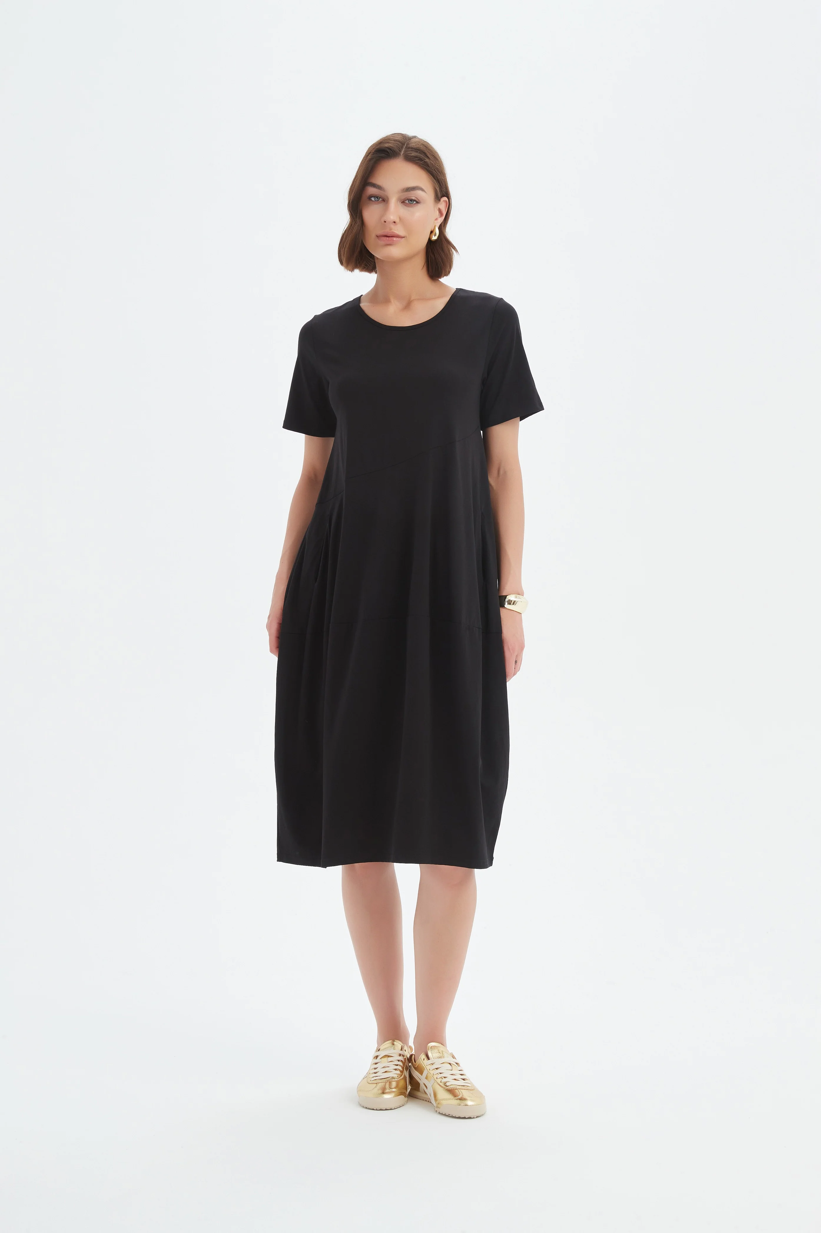 SHORT SLEEVE DIAGONAL SEAM DRESS - Image 9