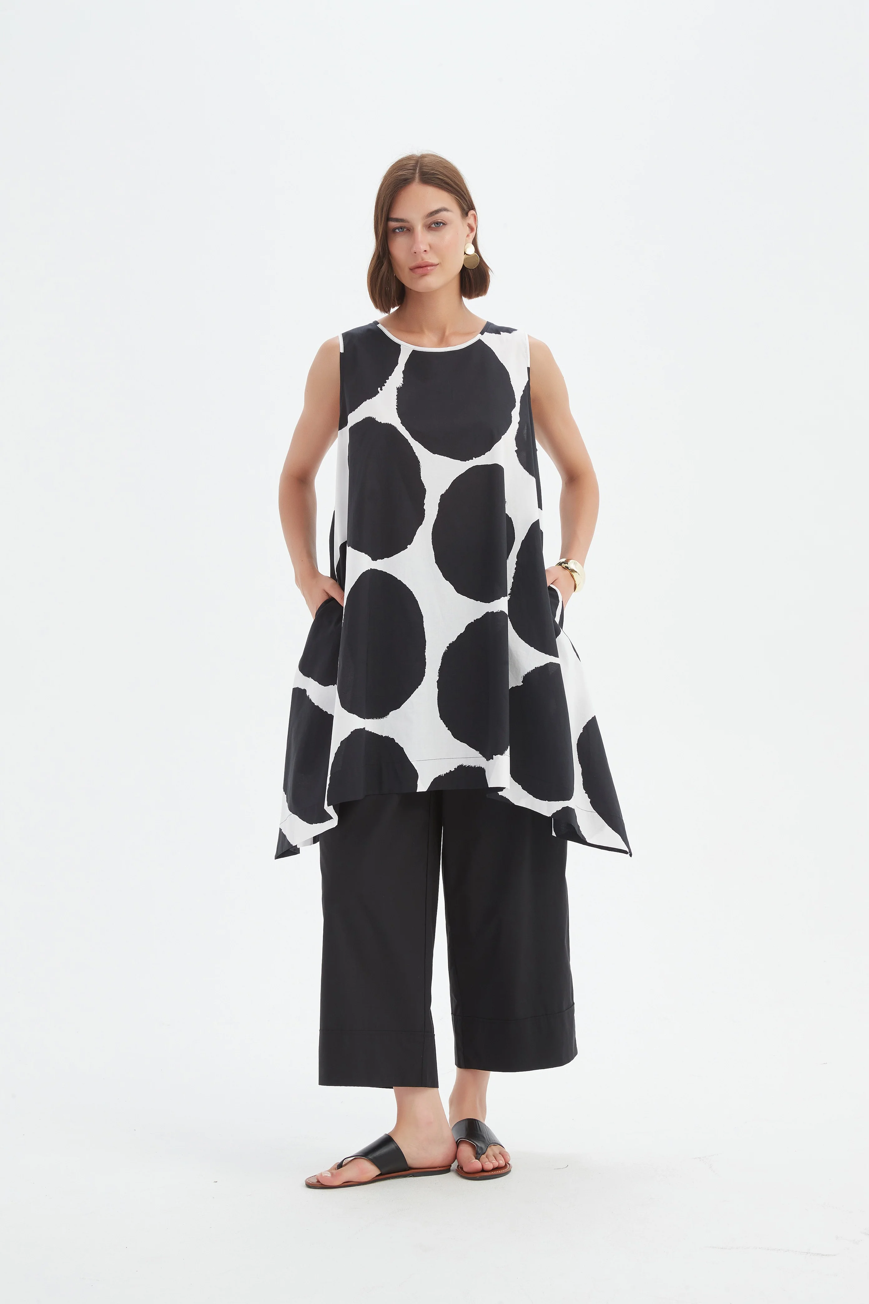 SLEEVELESS POPLIN PRINT TOP - Image 9