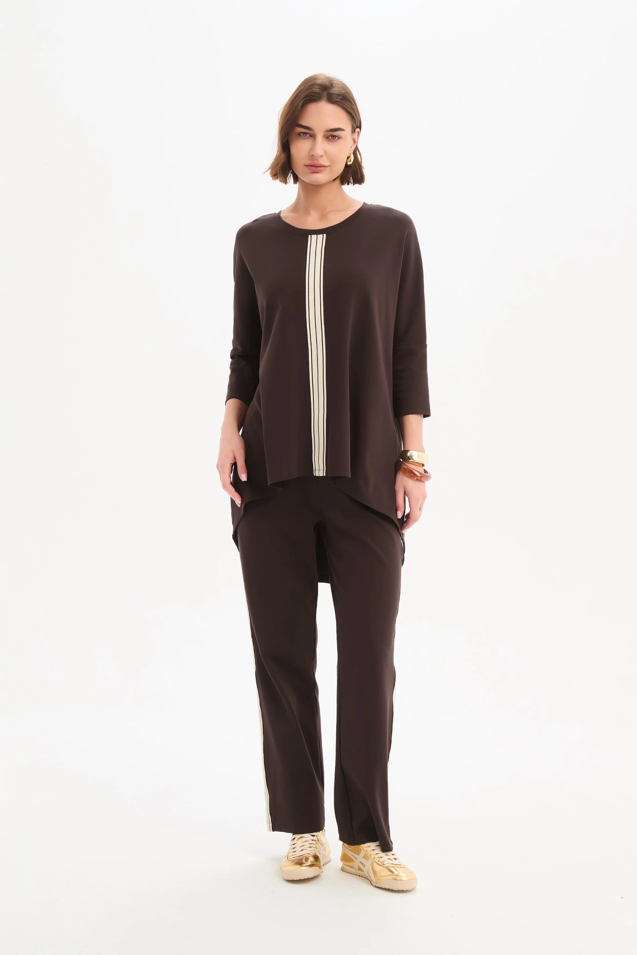 STRIPE FRONT 3/4 SLEEVE TEE - Image 13