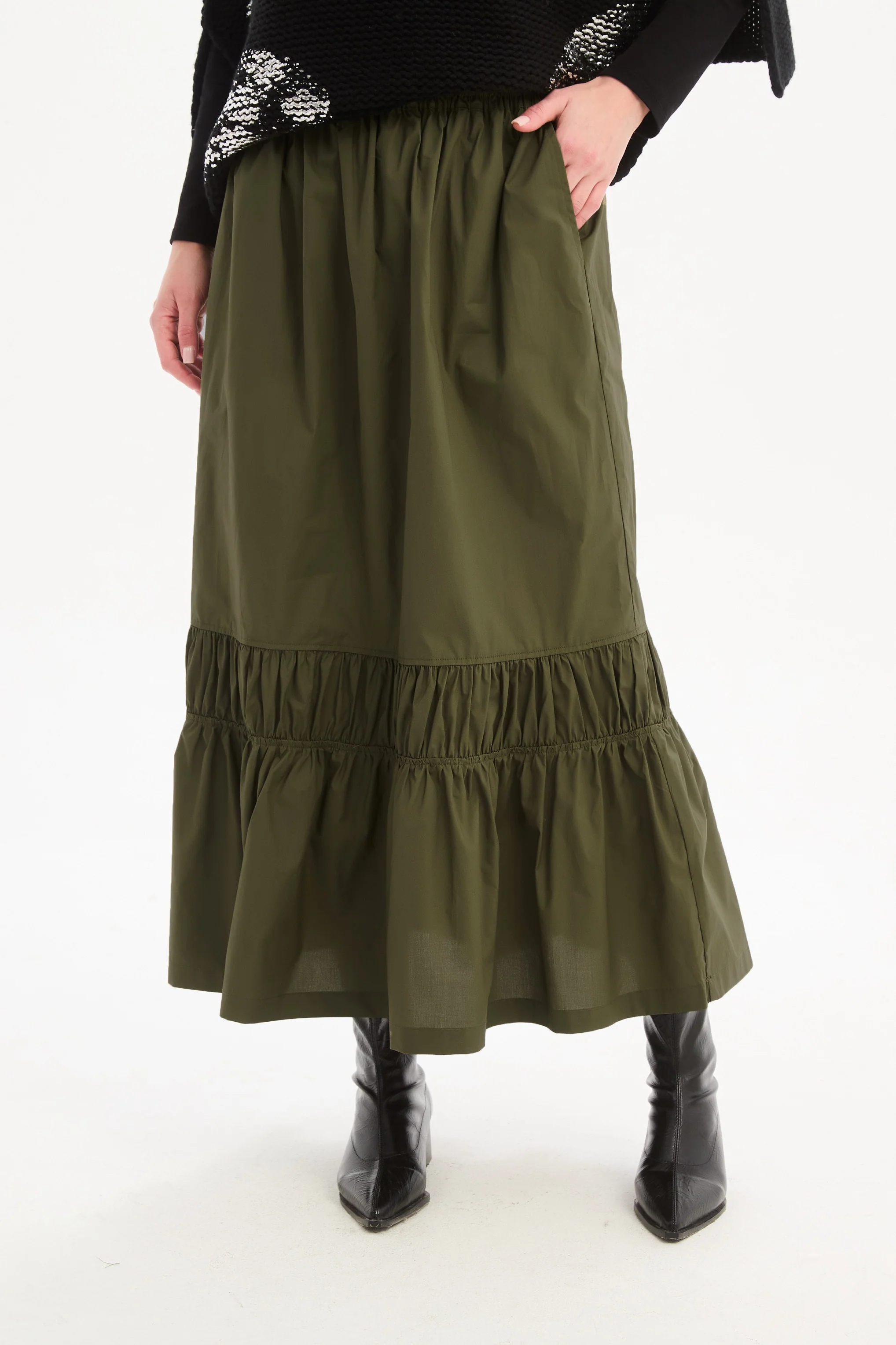 TIERED POPLIN ANKLE SKIRT - Image 11