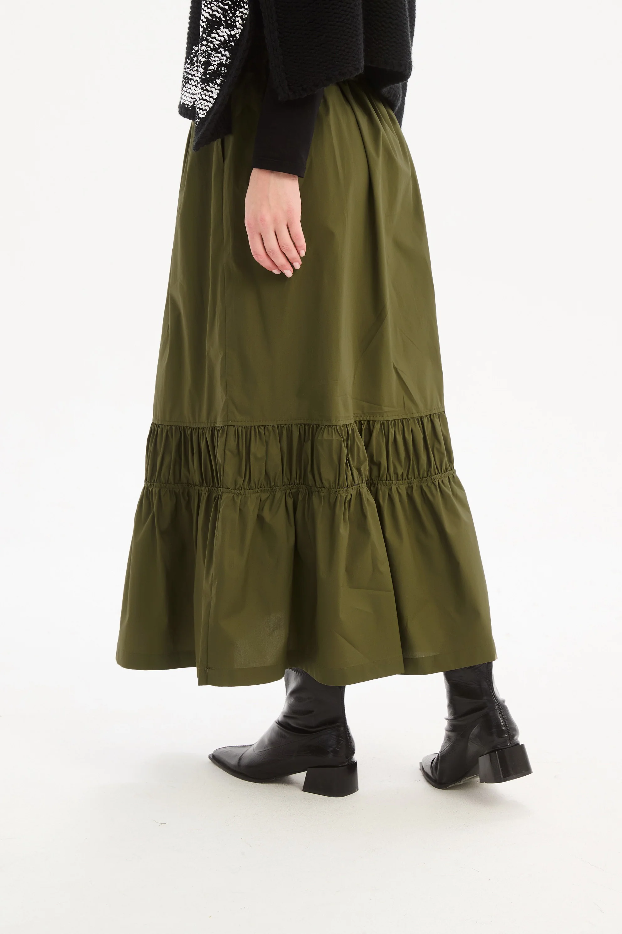 TIERED POPLIN ANKLE SKIRT - Image 12