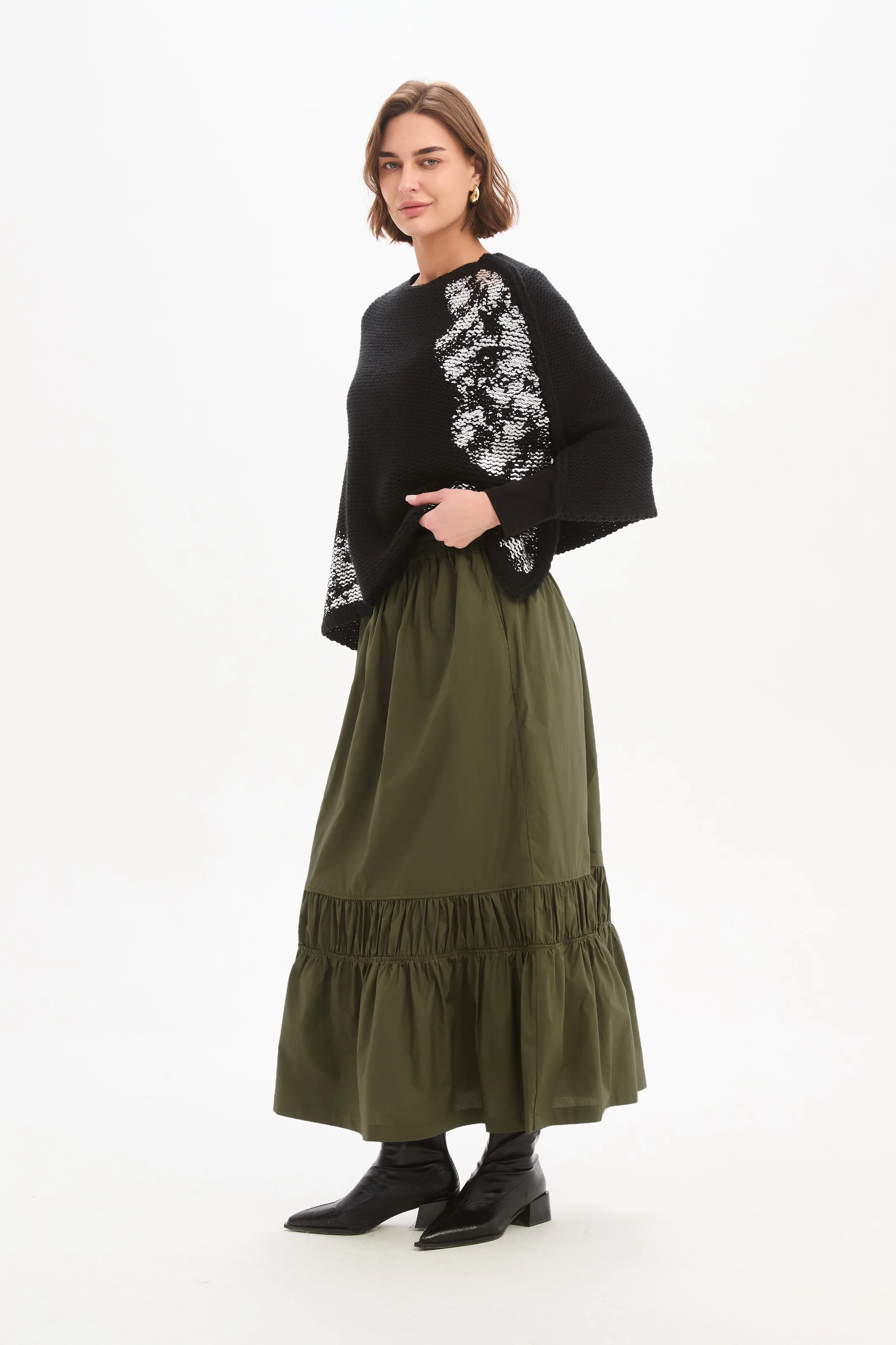 TIERED POPLIN ANKLE SKIRT - Image 13