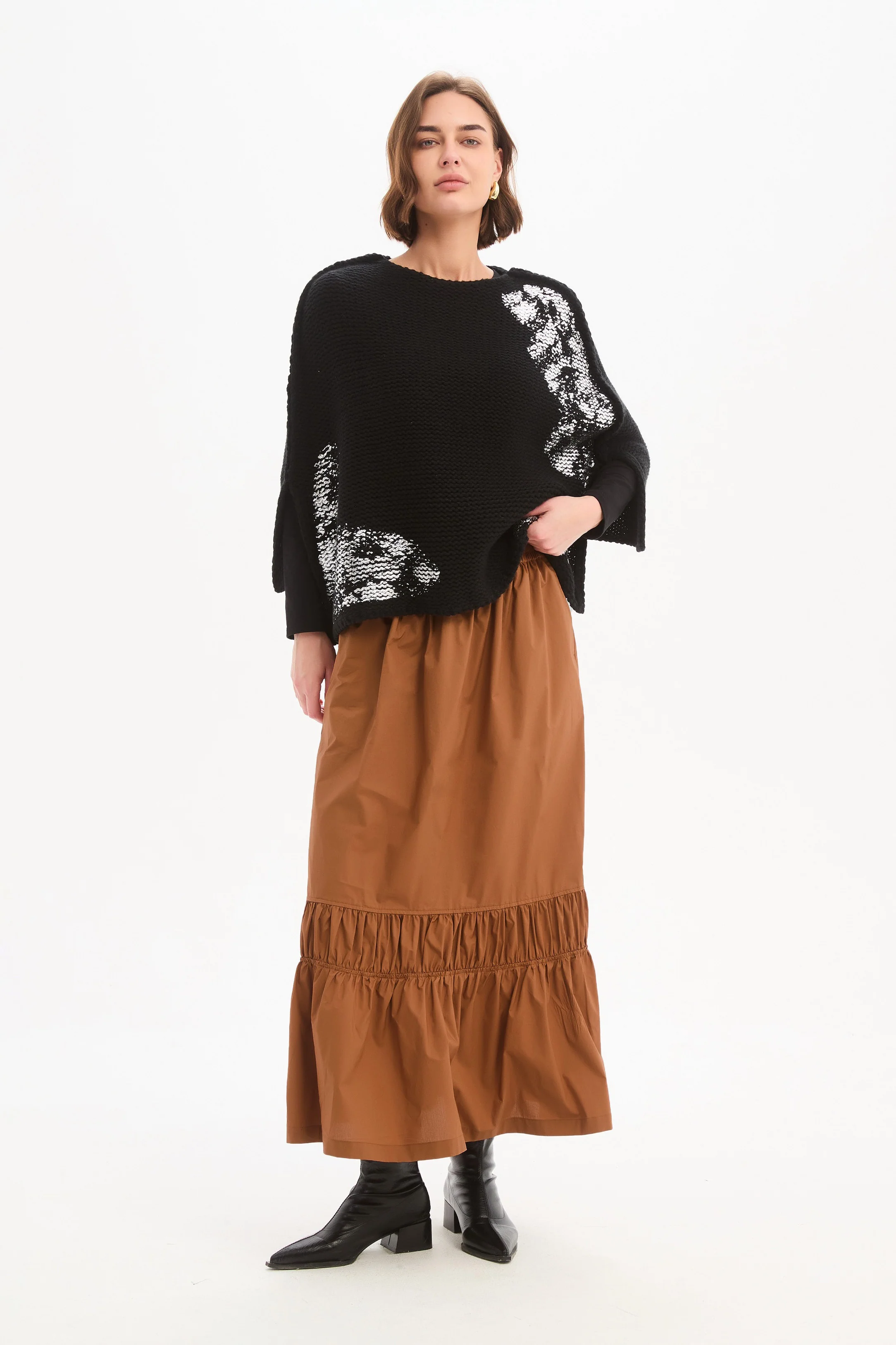 TIERED POPLIN ANKLE SKIRT - Image 3