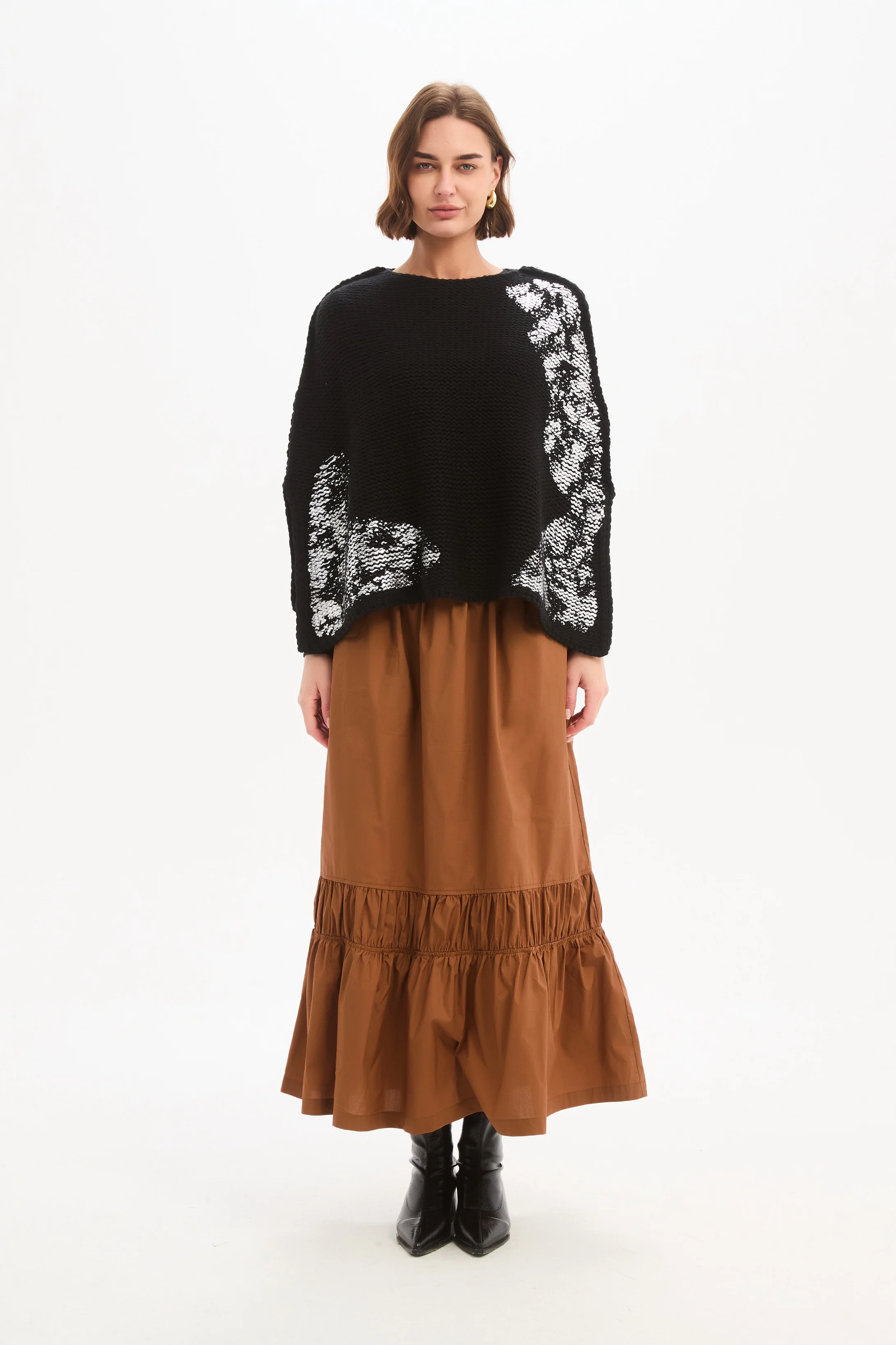 TIERED POPLIN ANKLE SKIRT - Image 4