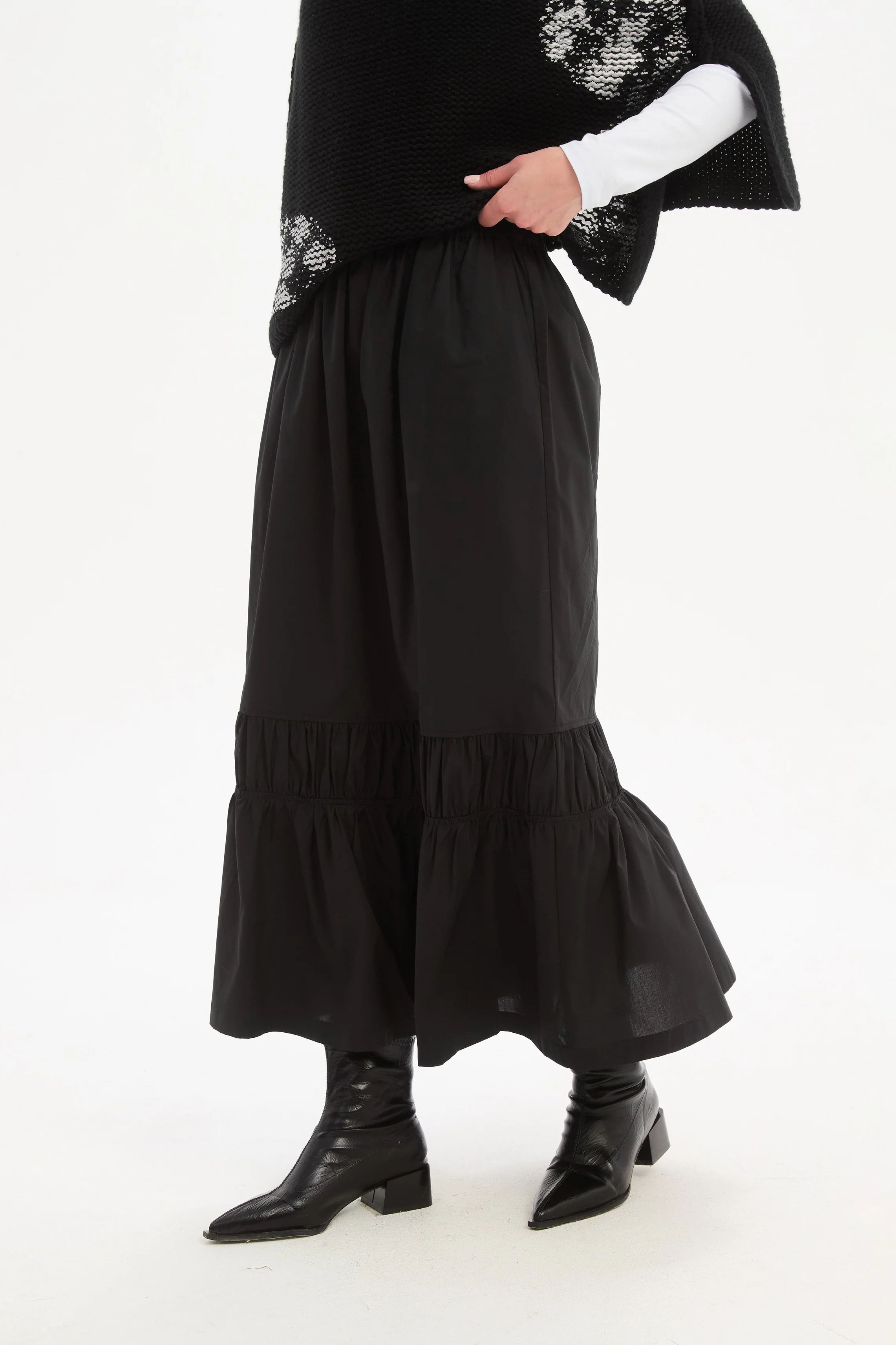 TIERED POPLIN ANKLE SKIRT - Image 7