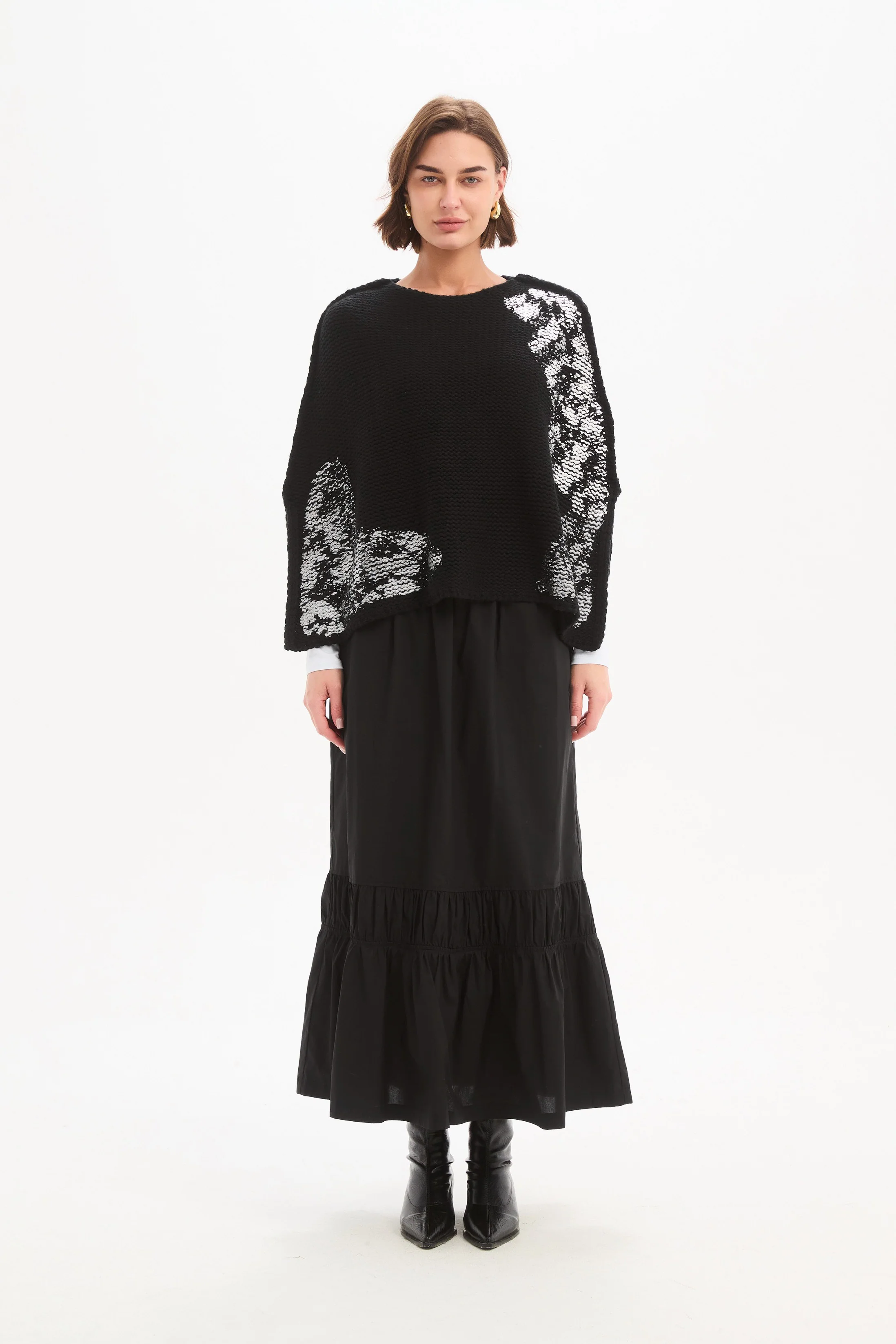 TIERED POPLIN ANKLE SKIRT - Image 9
