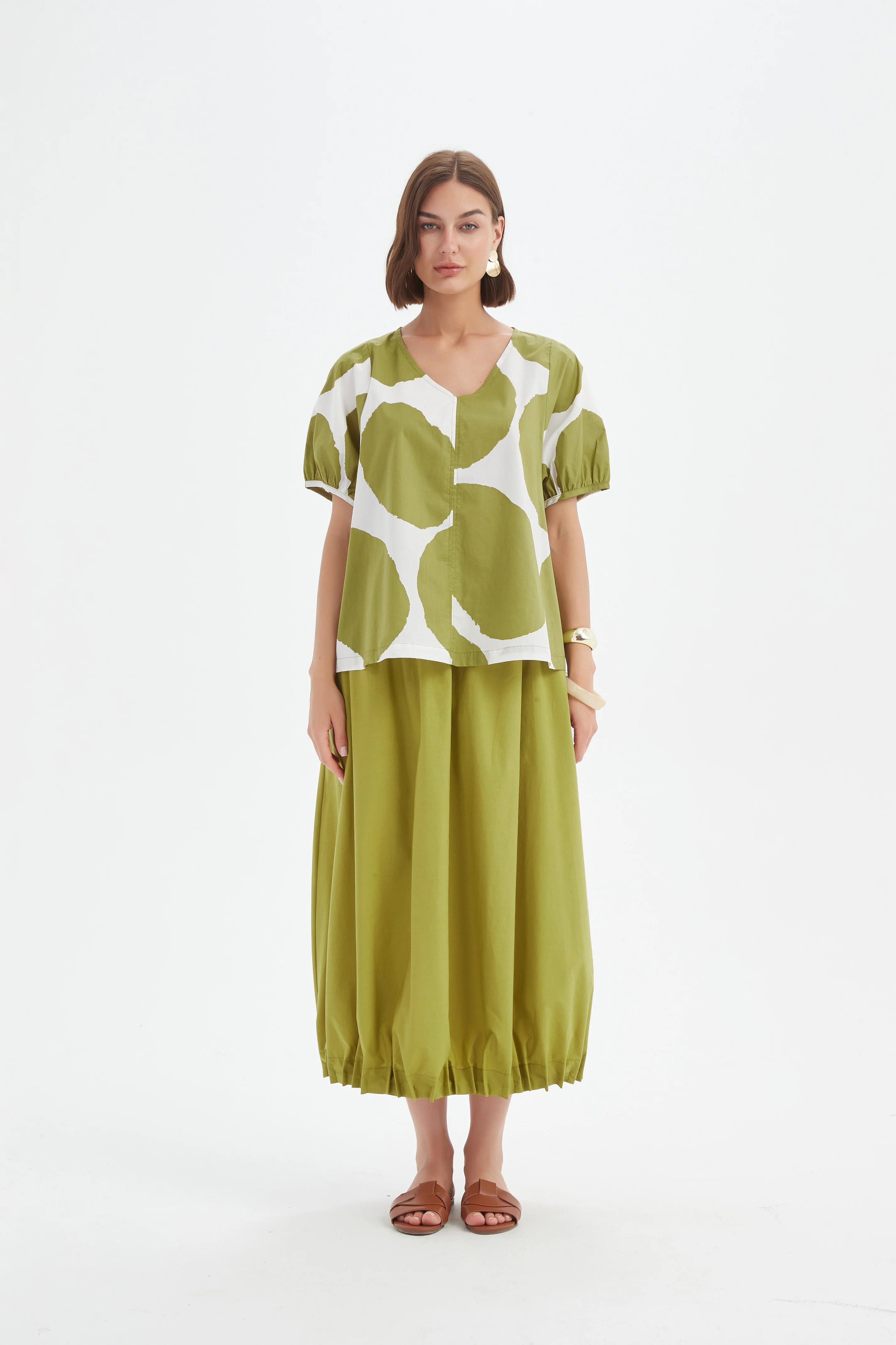 V NECK BISHOP SLEEVE POPLIN TOP - Image 4
