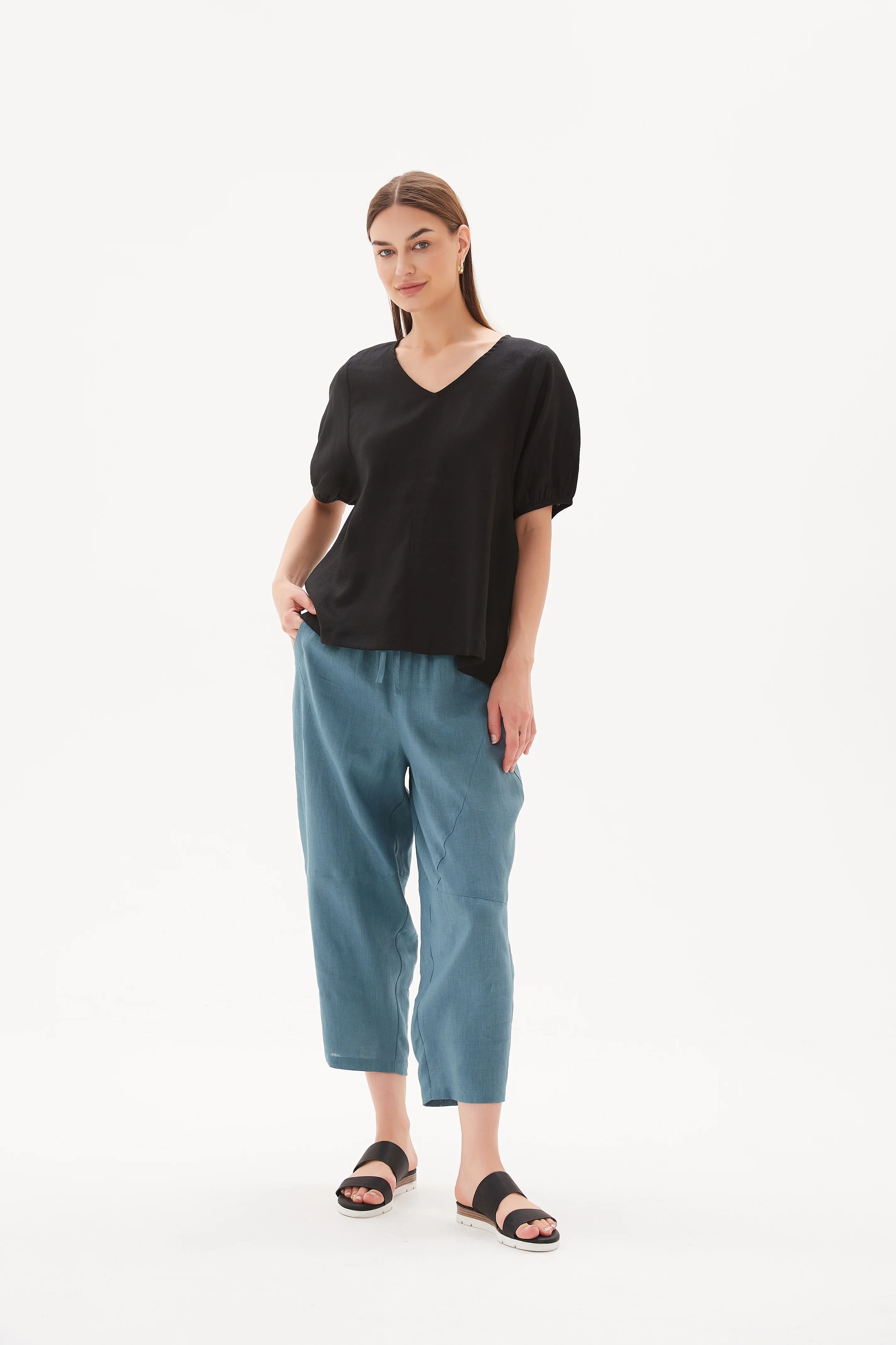 V NECK BISHOP SLEEVE TOP - Image 19