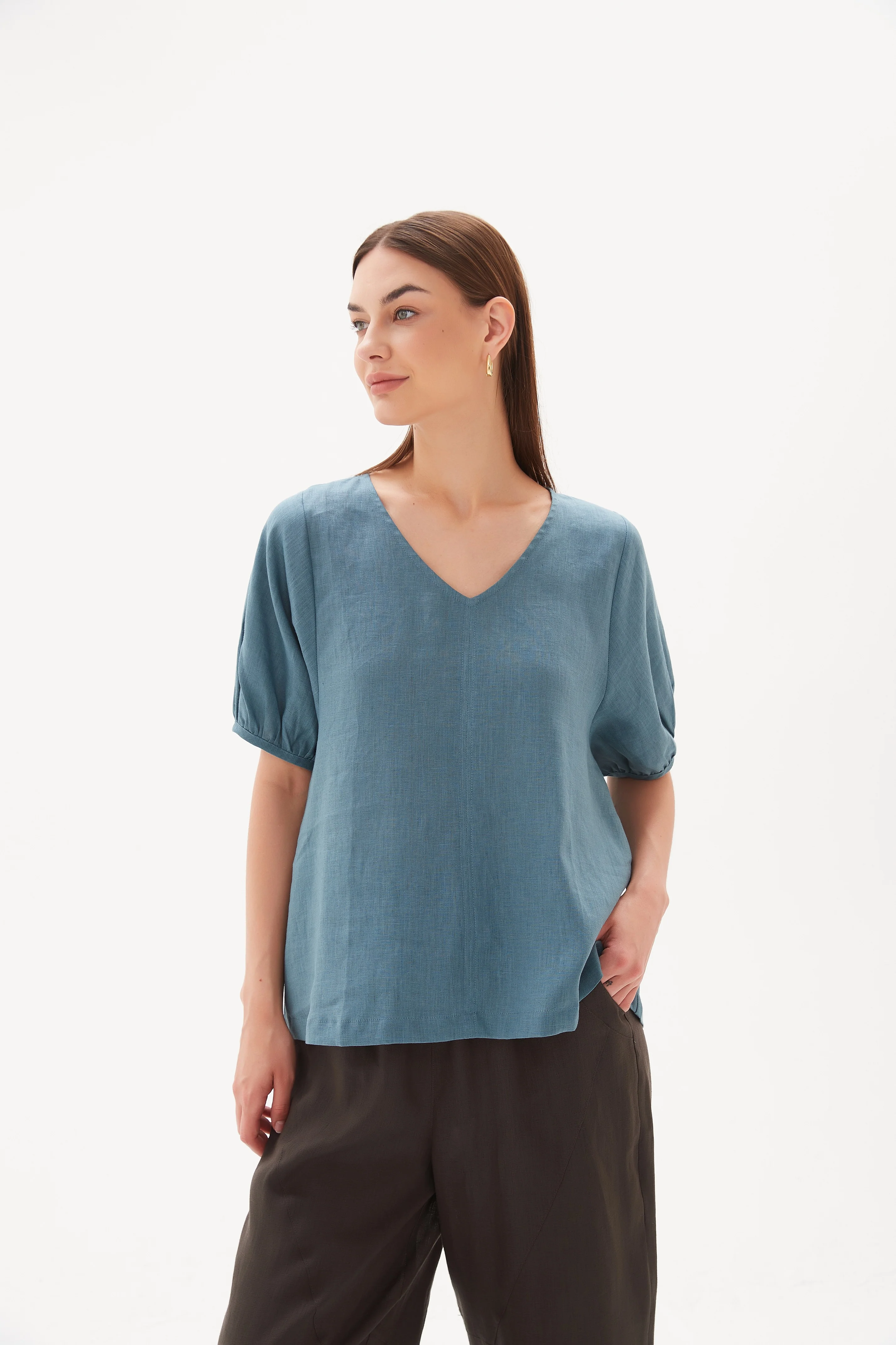 V NECK BISHOP SLEEVE TOP - Image 23
