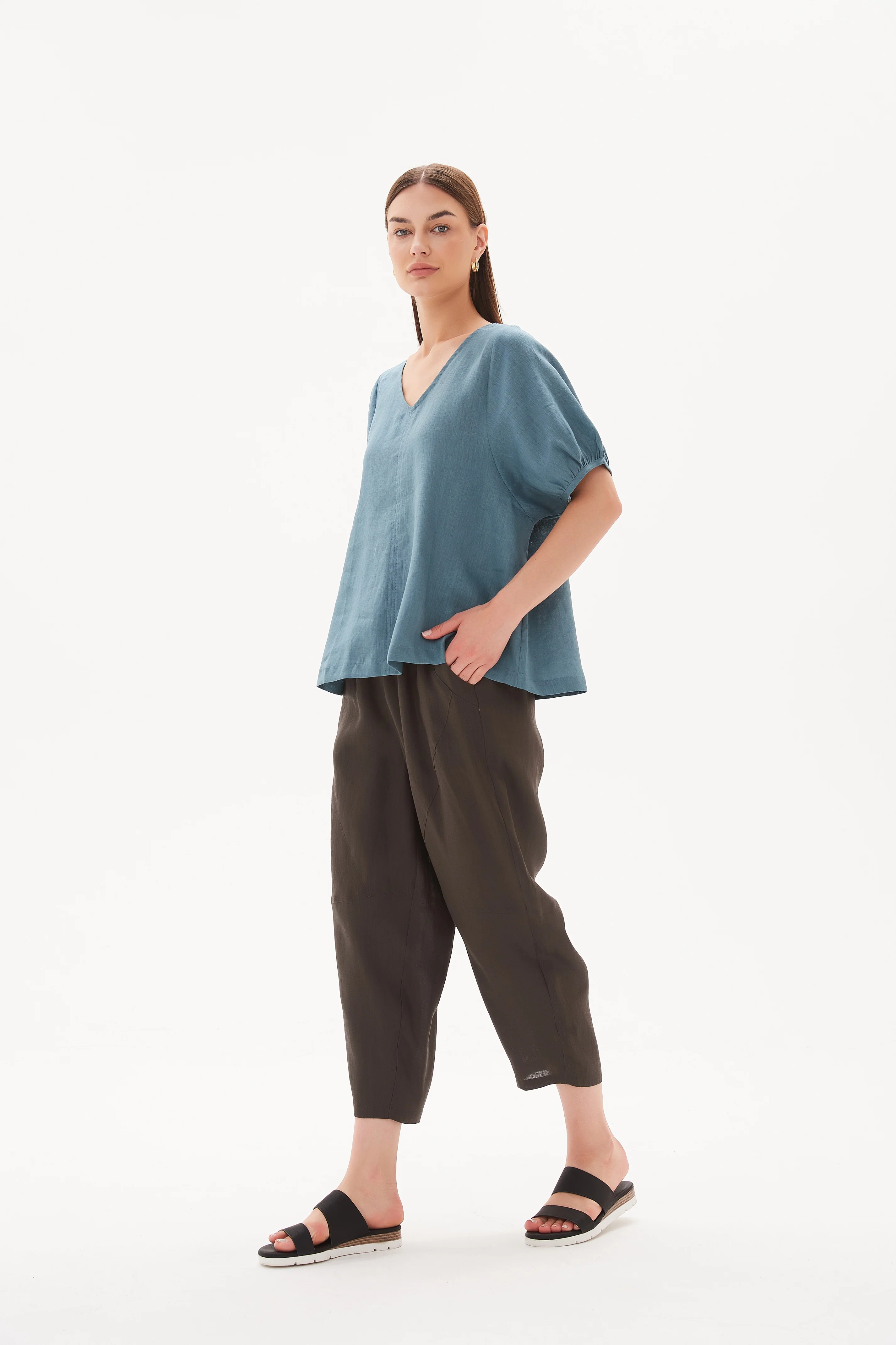V NECK BISHOP SLEEVE TOP - Image 24