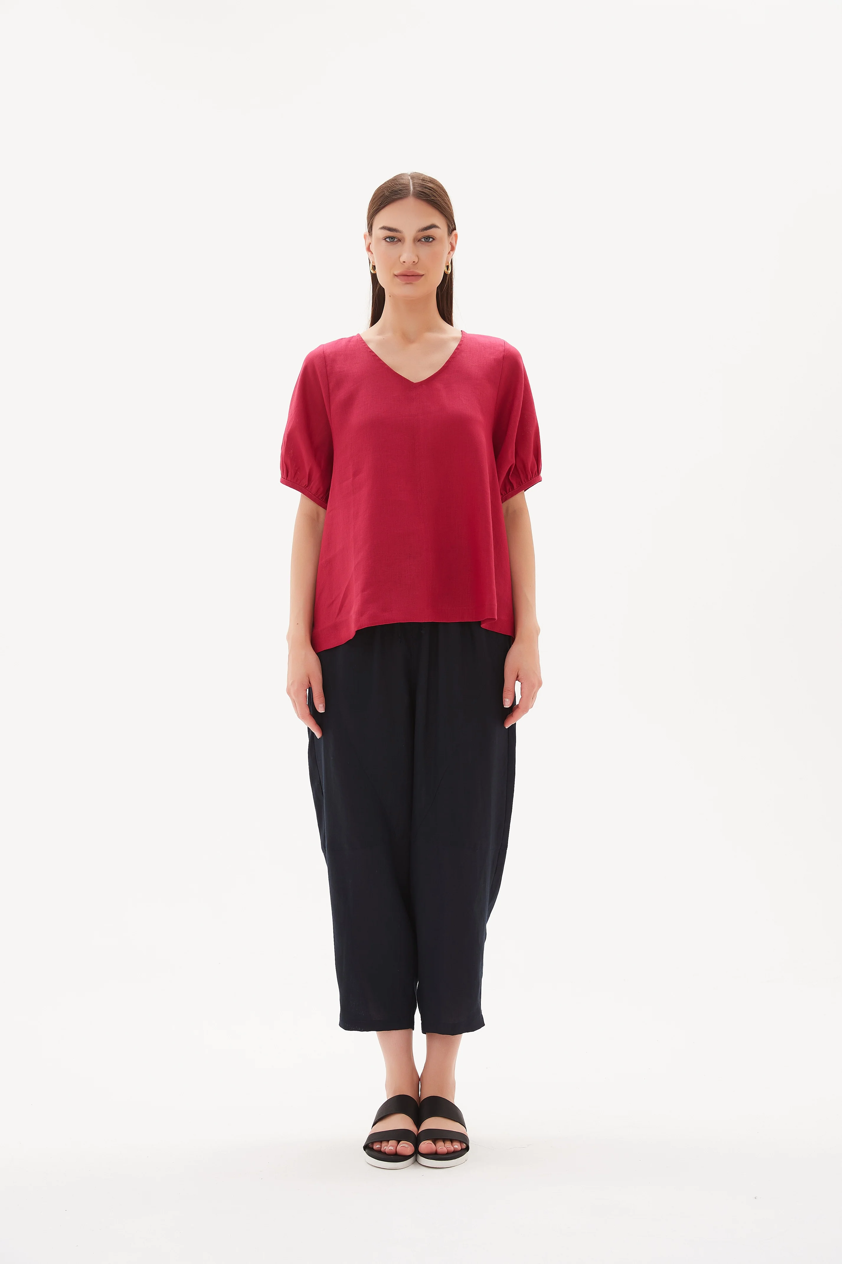 V NECK BISHOP SLEEVE TOP - Image 4