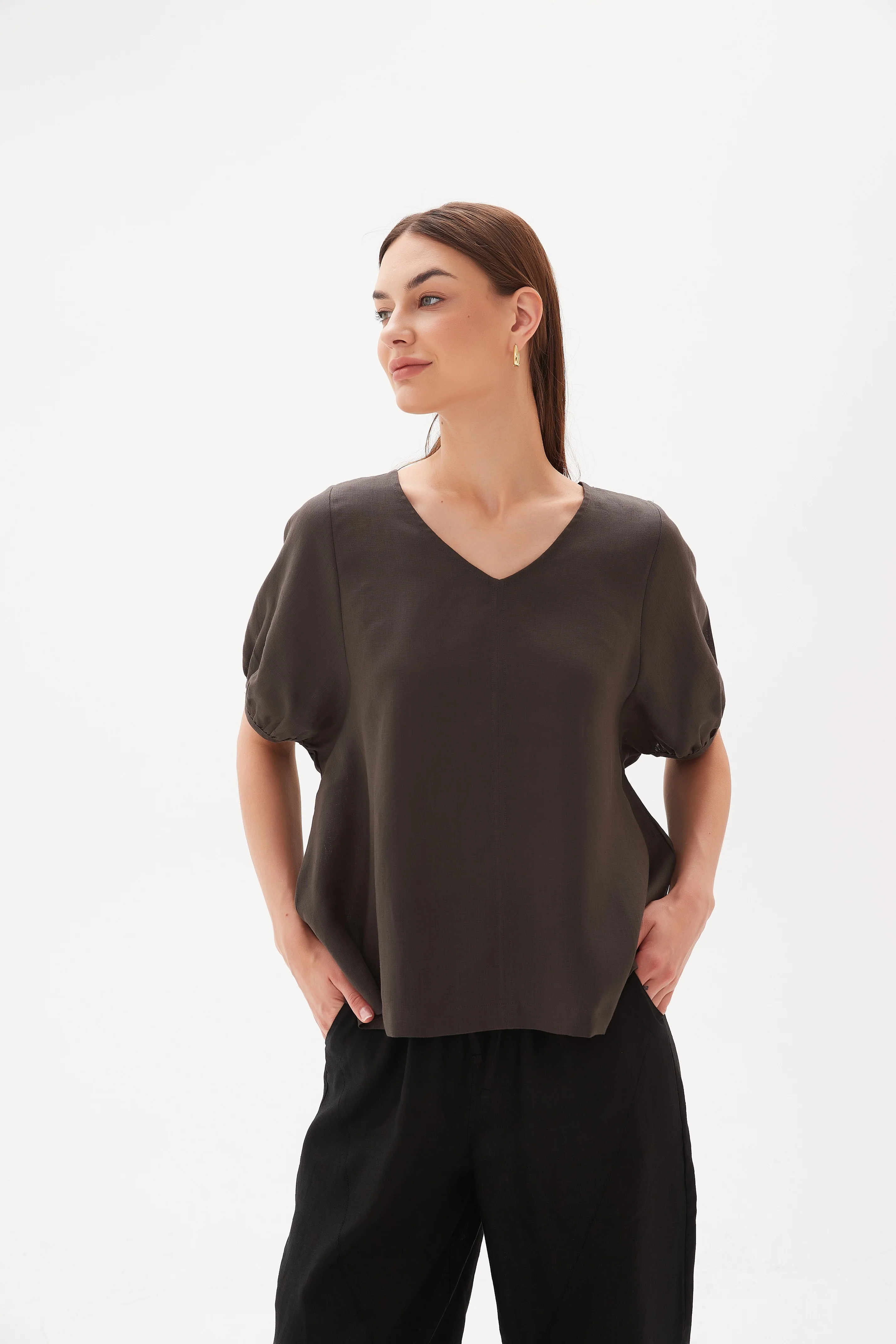 V NECK BISHOP SLEEVE TOP - Image 43