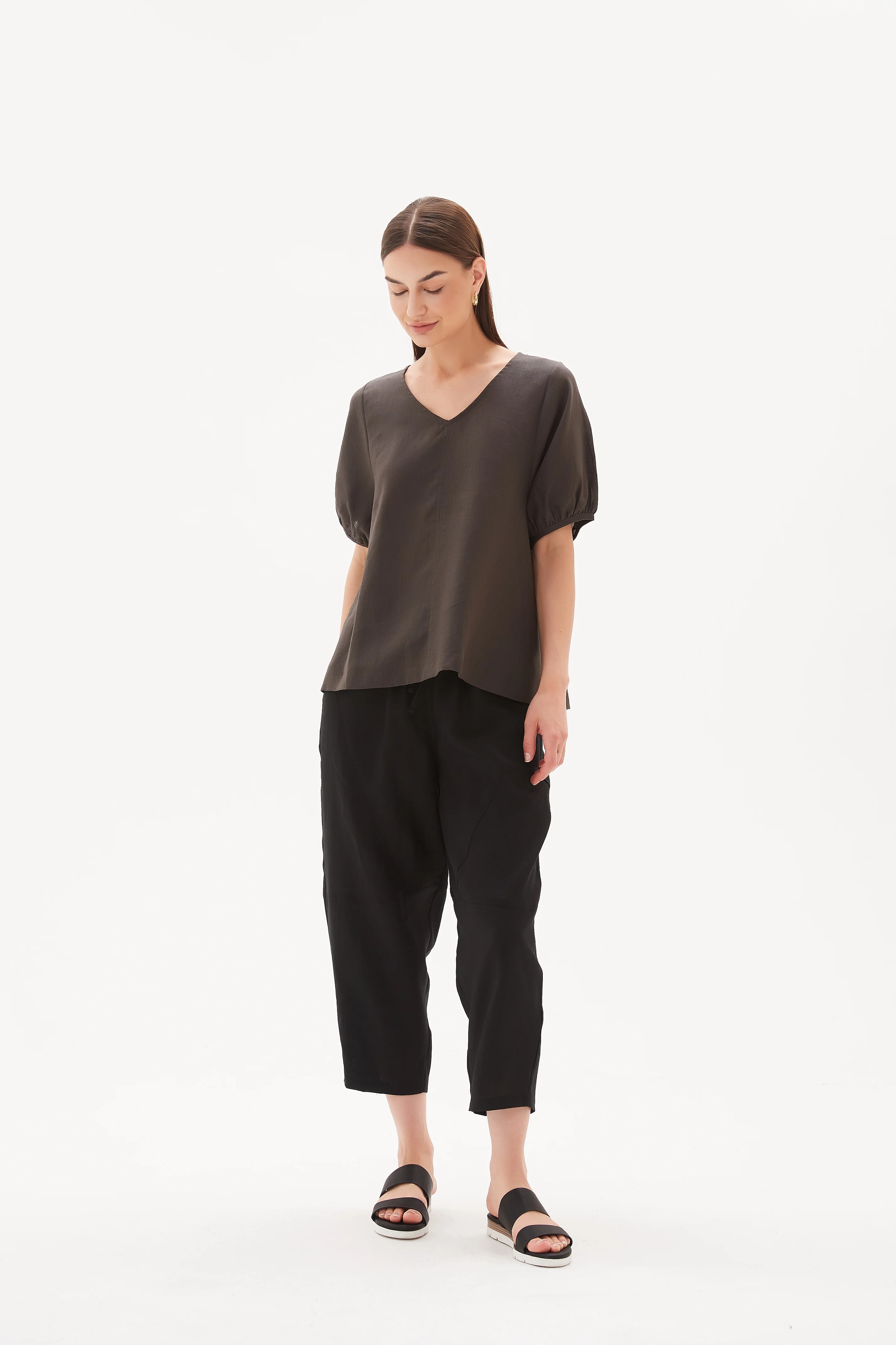 V NECK BISHOP SLEEVE TOP - Image 44