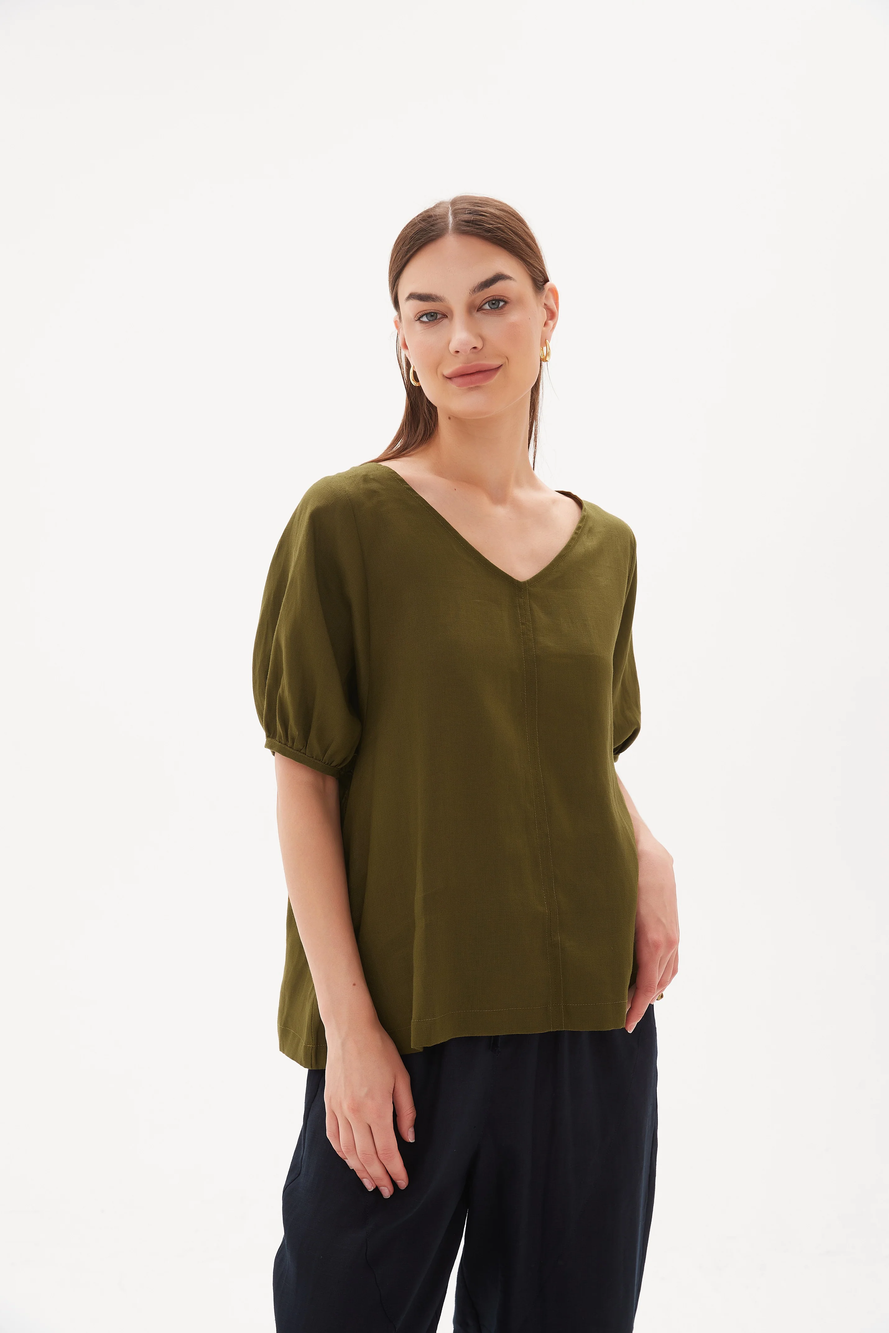 V NECK BISHOP SLEEVE TOP - Image 54