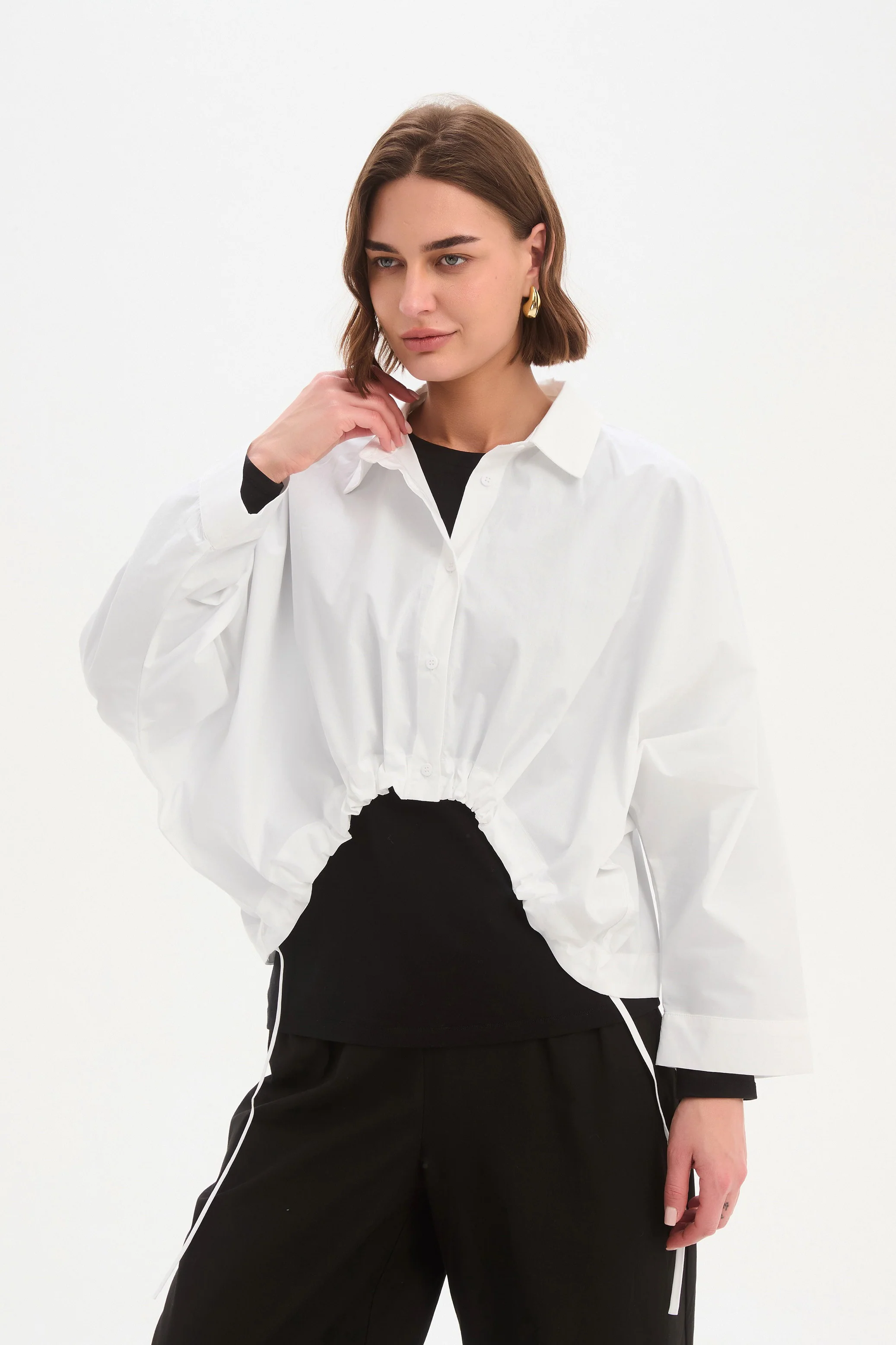 WIDE CROP POPLIN OVERSHIRT - Image 11