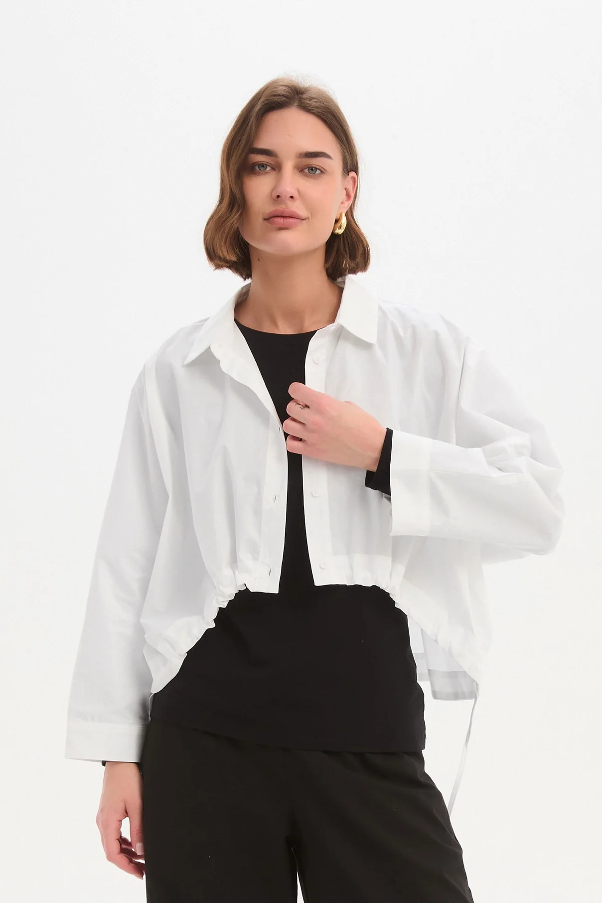 WIDE CROP POPLIN OVERSHIRT - Image 12