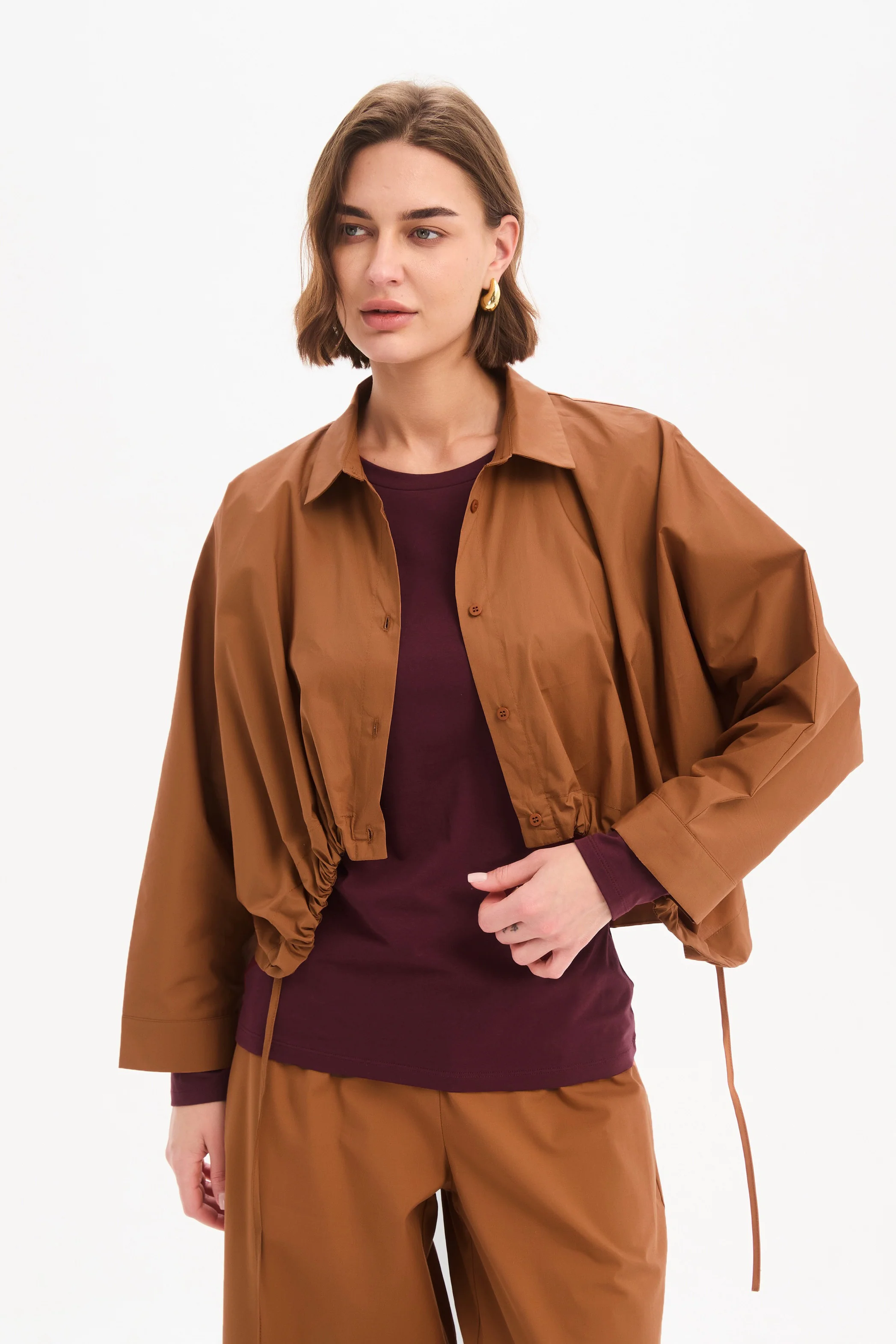 WIDE CROP POPLIN OVERSHIRT - Image 23