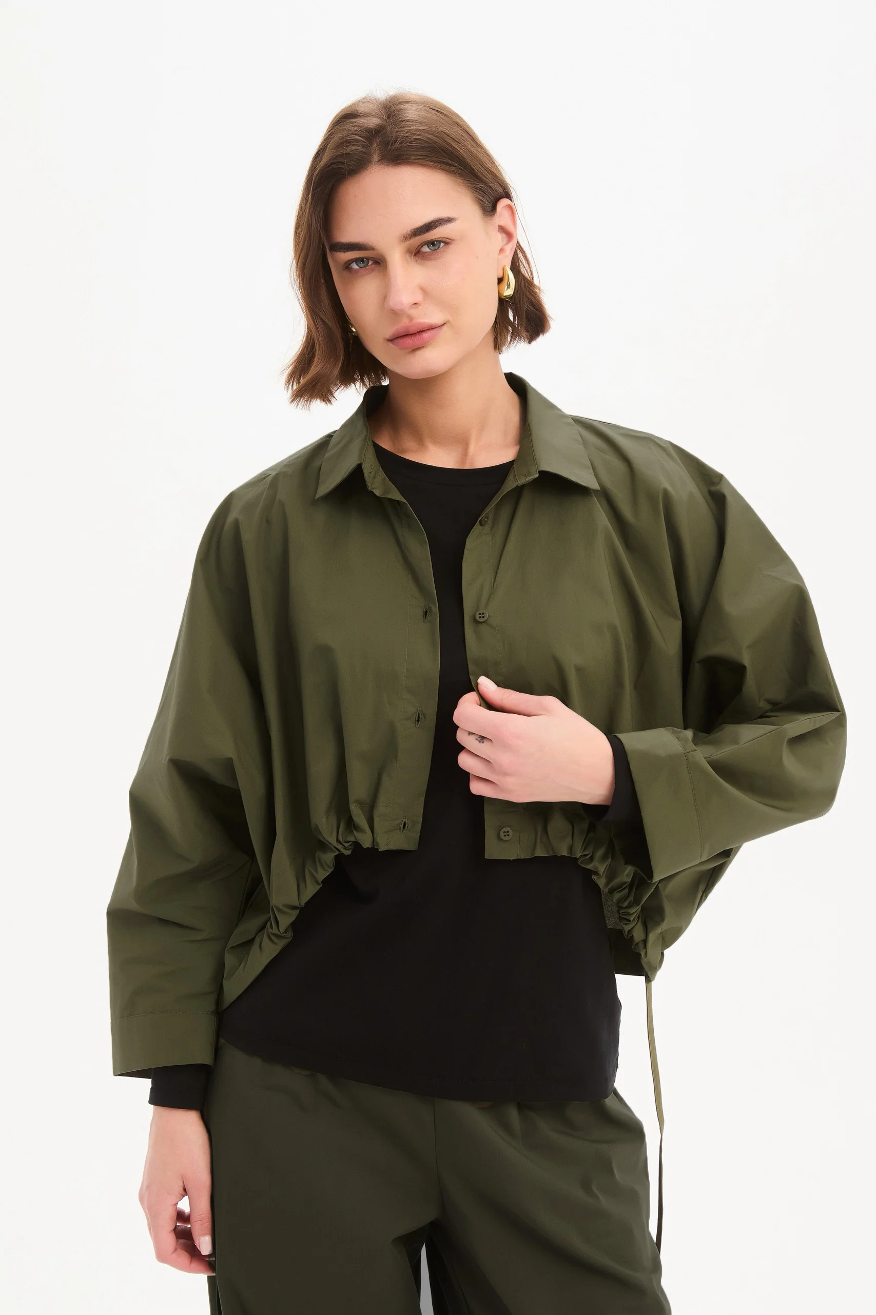 WIDE CROP POPLIN OVERSHIRT - Image 4