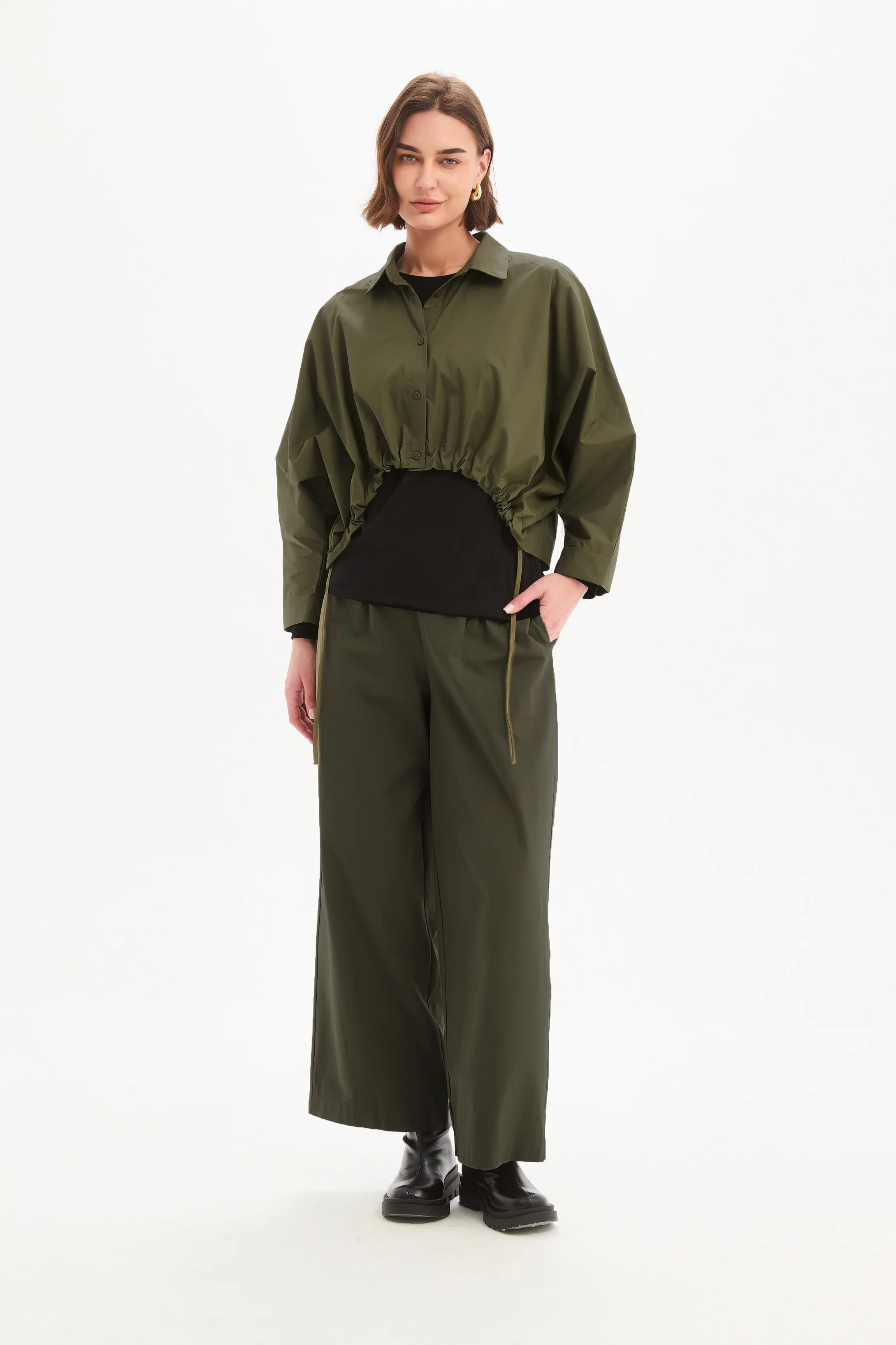 WIDE CROP POPLIN OVERSHIRT - Image 5