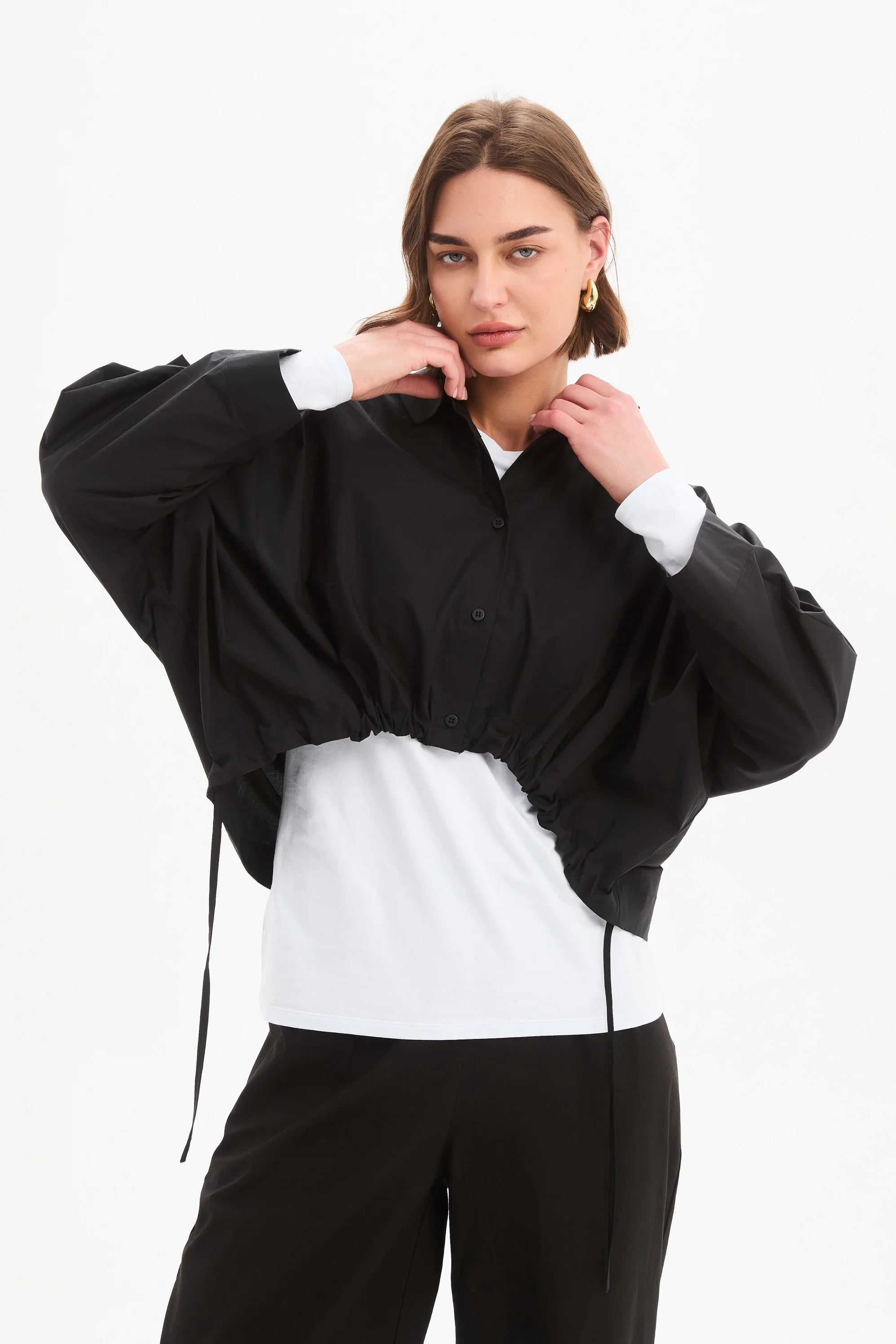 WIDE CROP POPLIN OVERSHIRT - Image 7