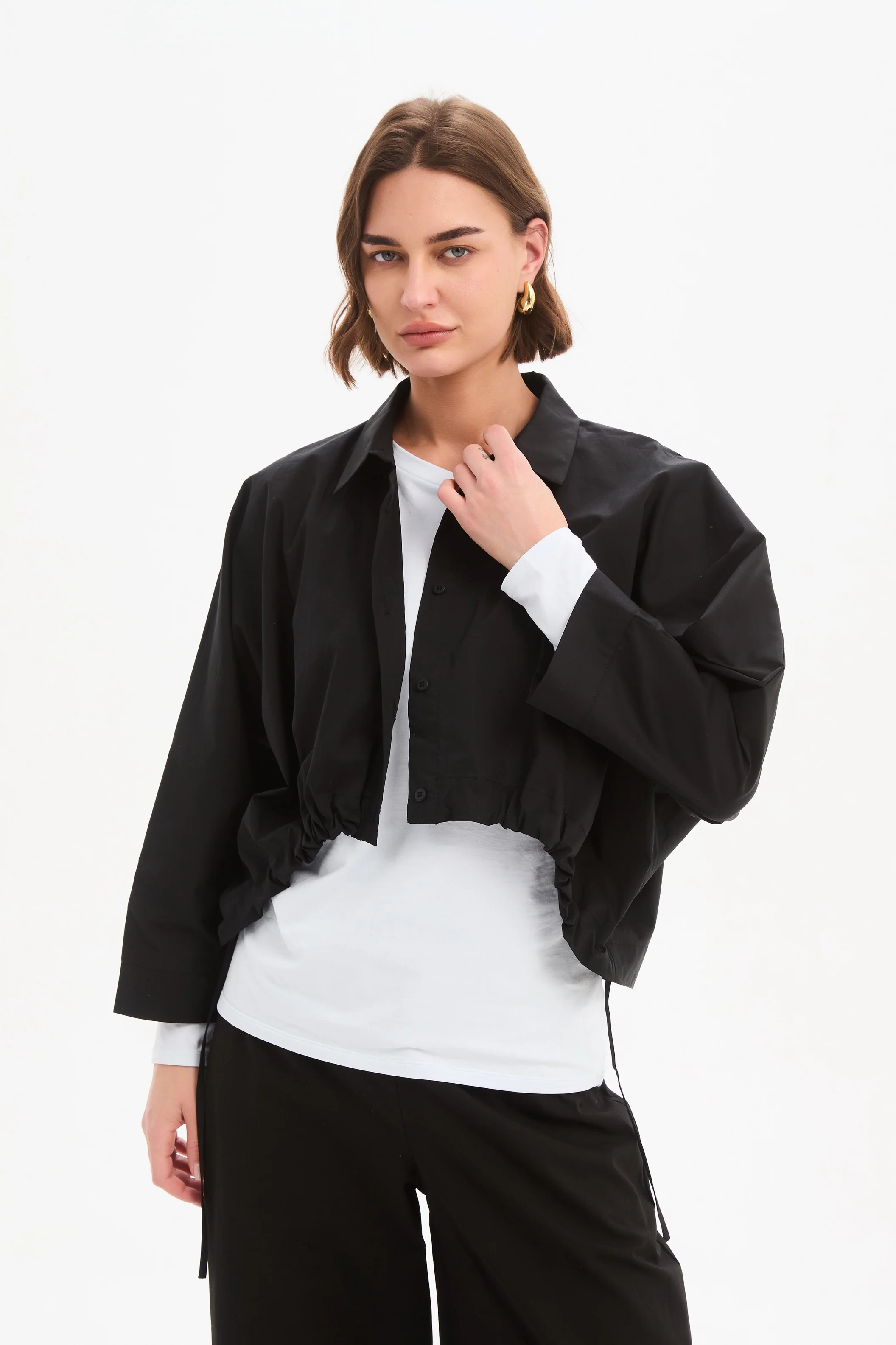 WIDE CROP POPLIN OVERSHIRT - Image 8