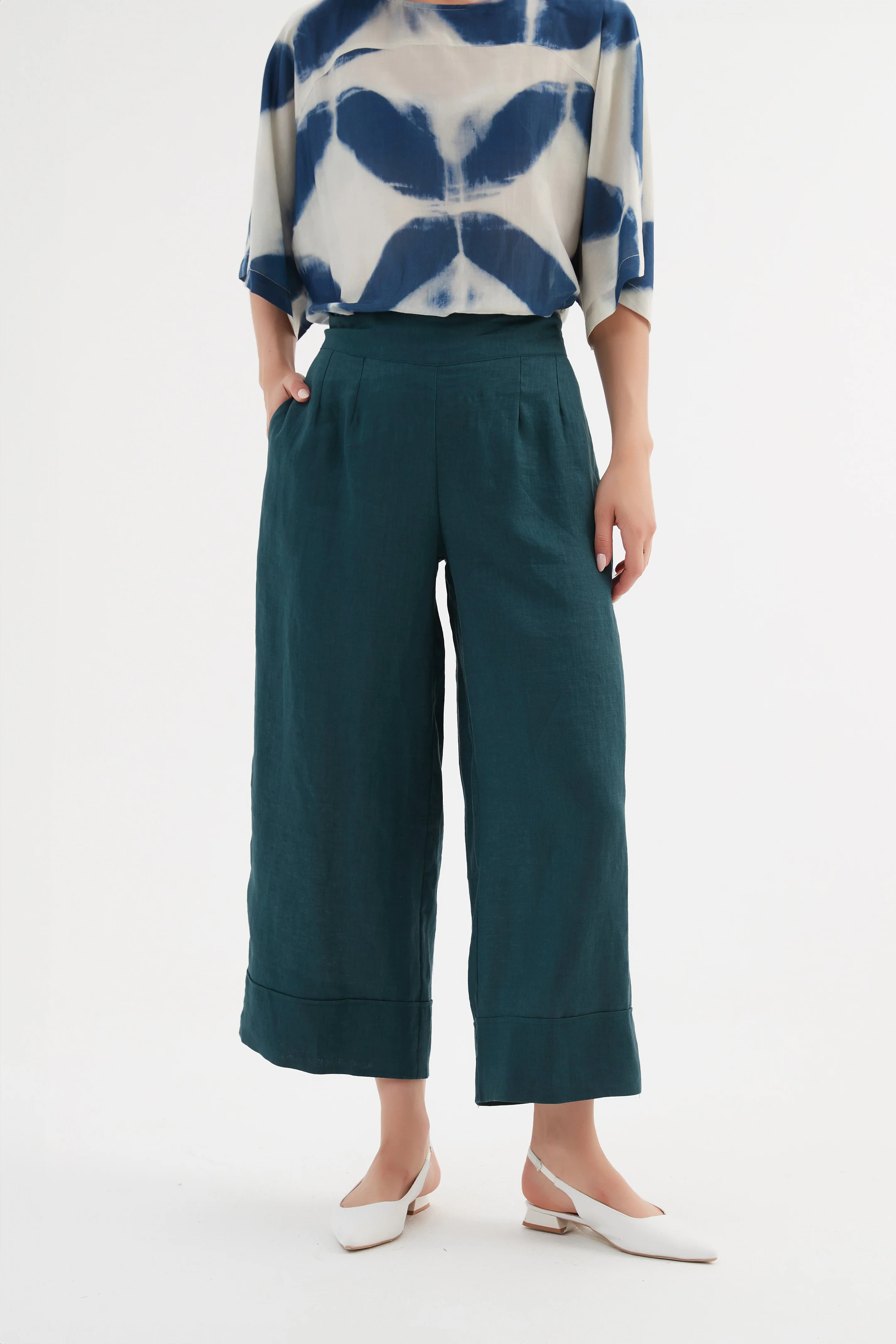 WIDE LEG LINEN PANT - Image 35